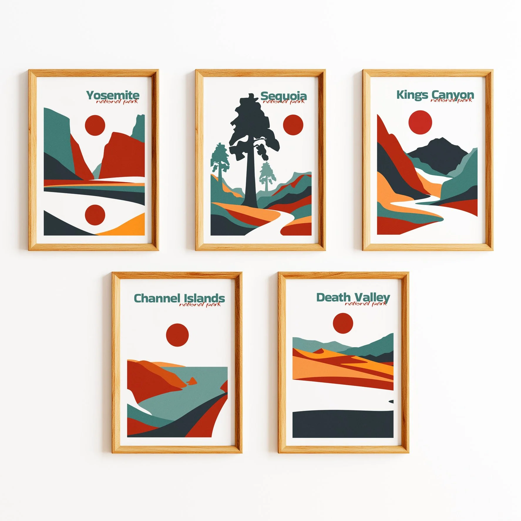 Set of 5 California National Park Posters — Buy 5 Pay for 3, Save 40% | Boho