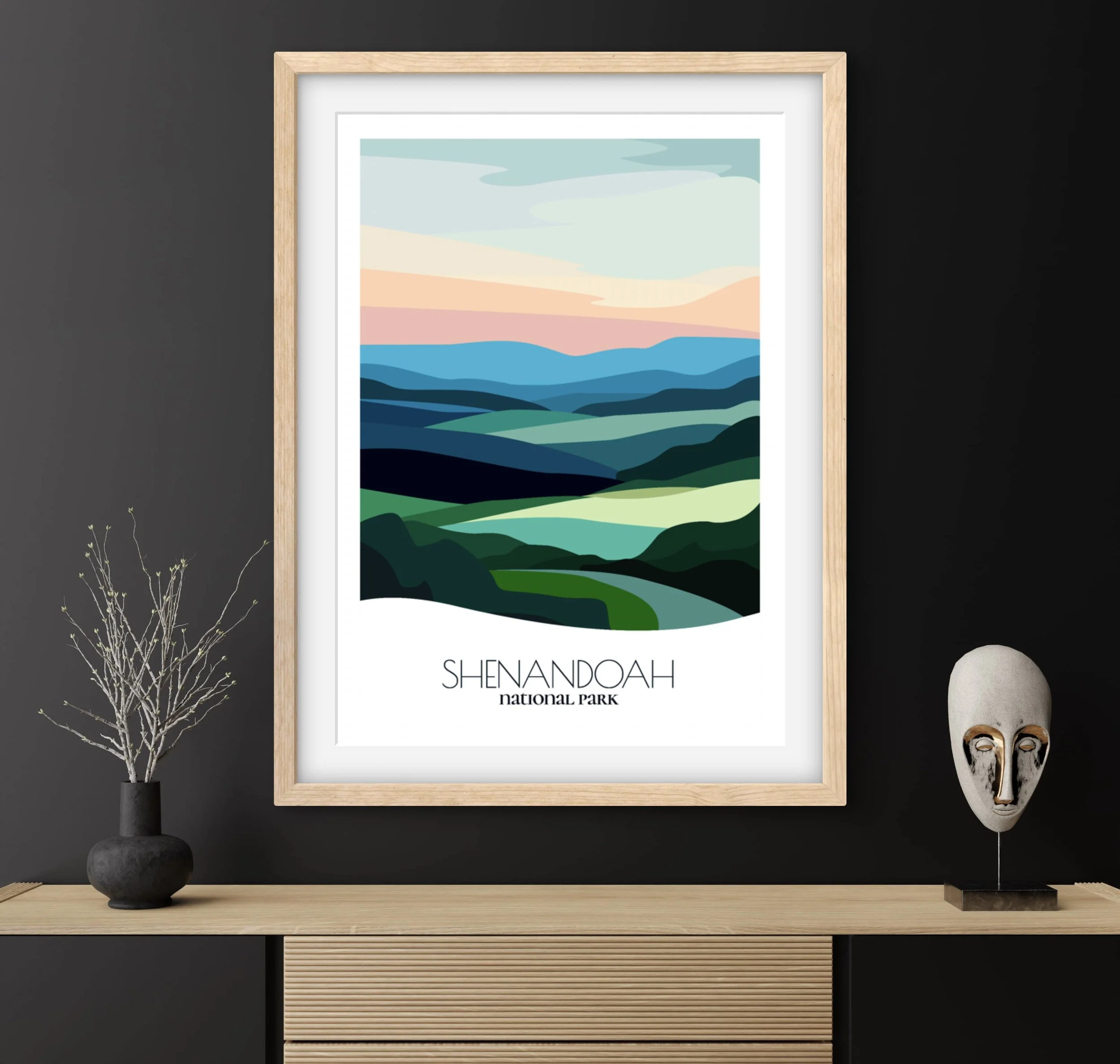 Travel gift idea: framed poster of Shenandoah National Park, ideal for adventure lovers.