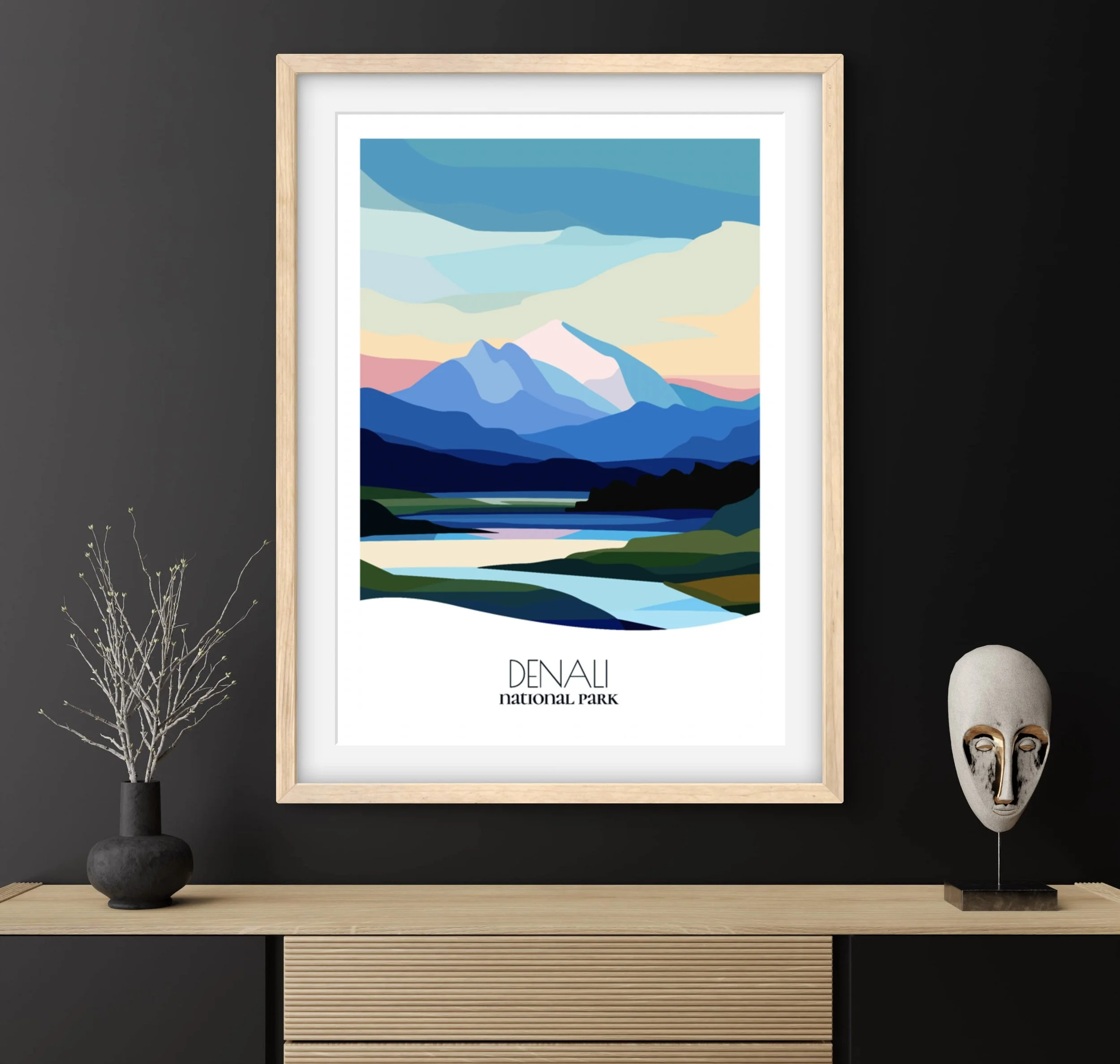 Travel gift idea: framed poster of Denali National Park, ideal for adventure lovers.