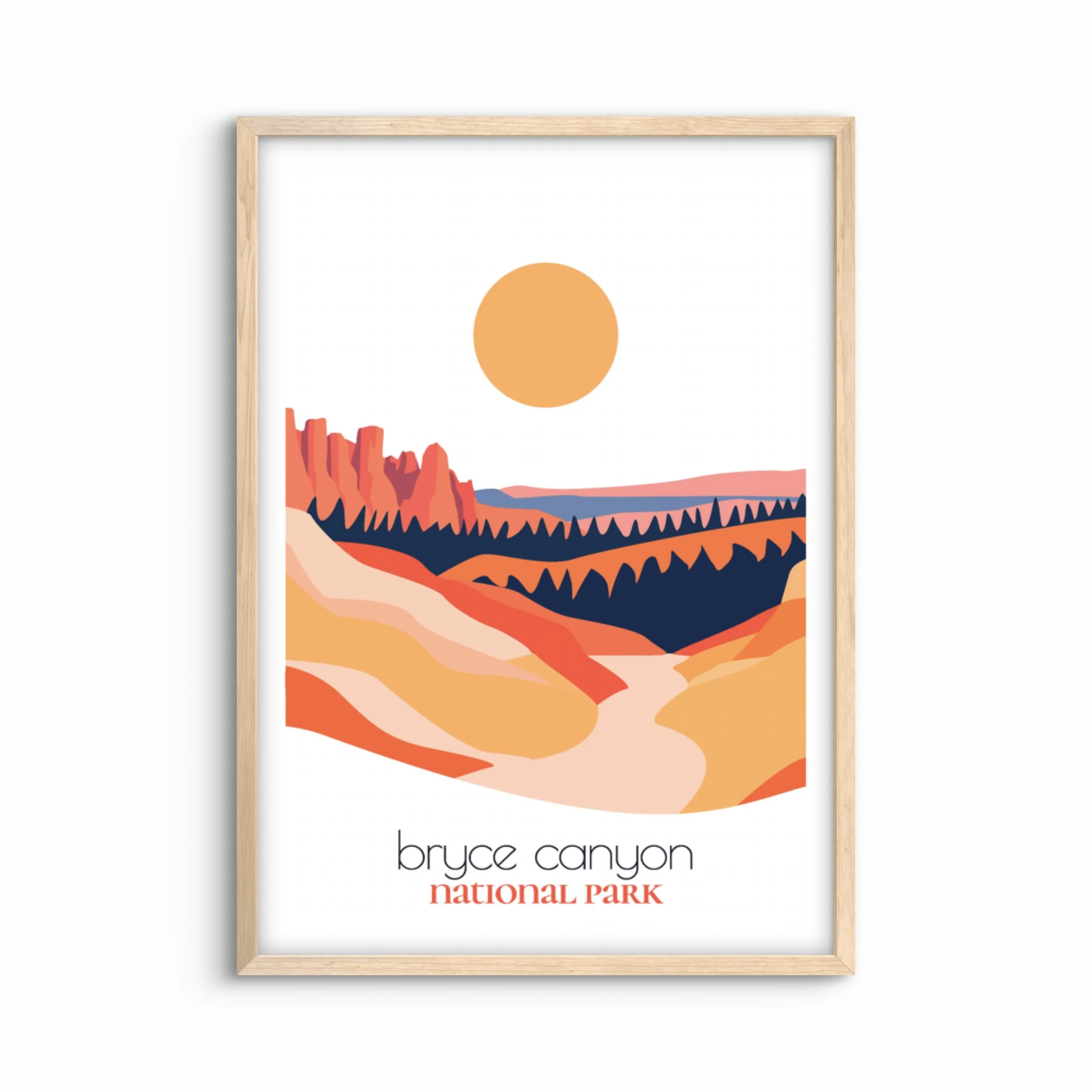 Minimalist Bryce Canyon national park poster - modern travel wall art