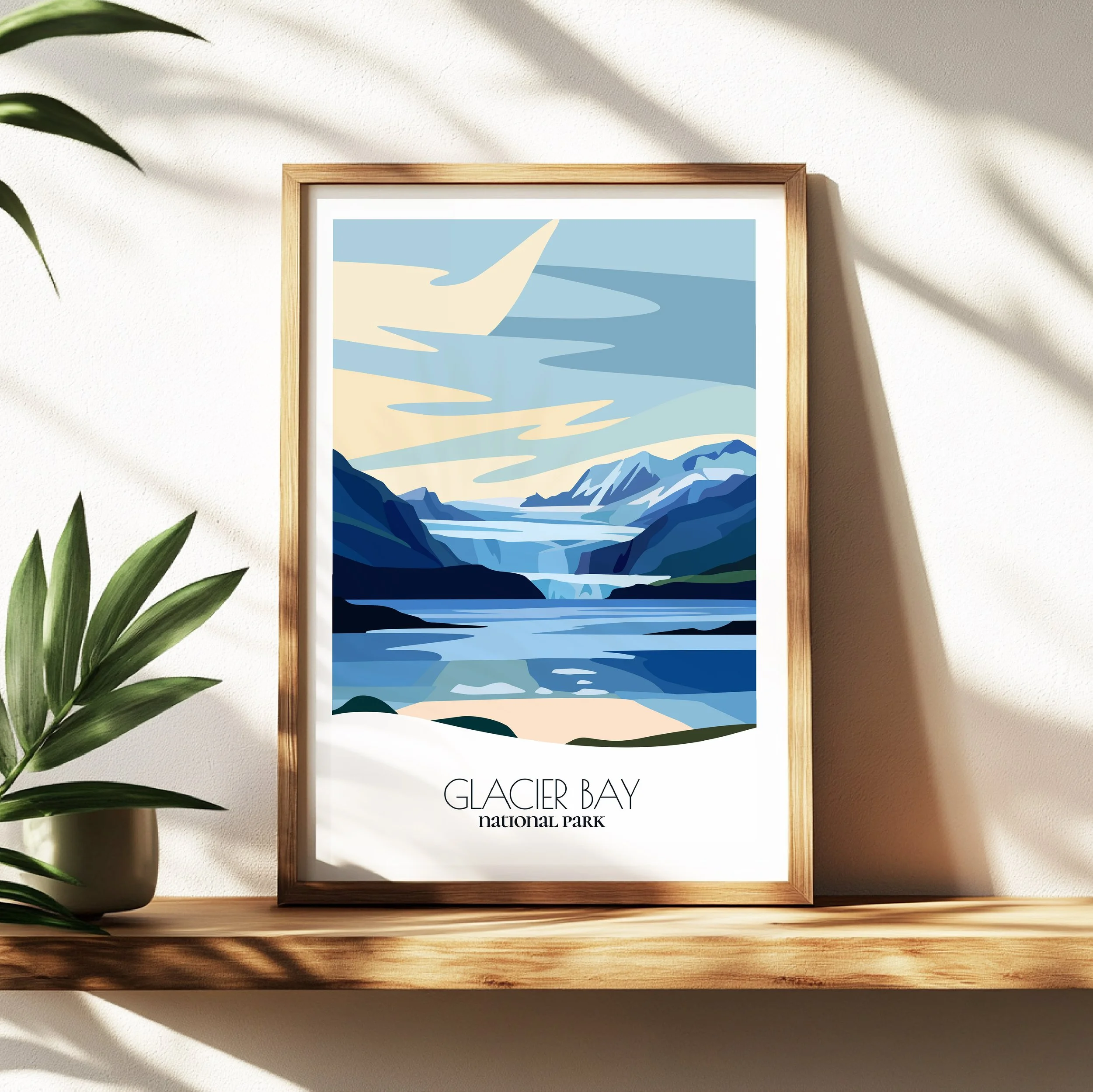 Wall art print of Glacier Bay National Park for interior decor; high quality print in Alaska.