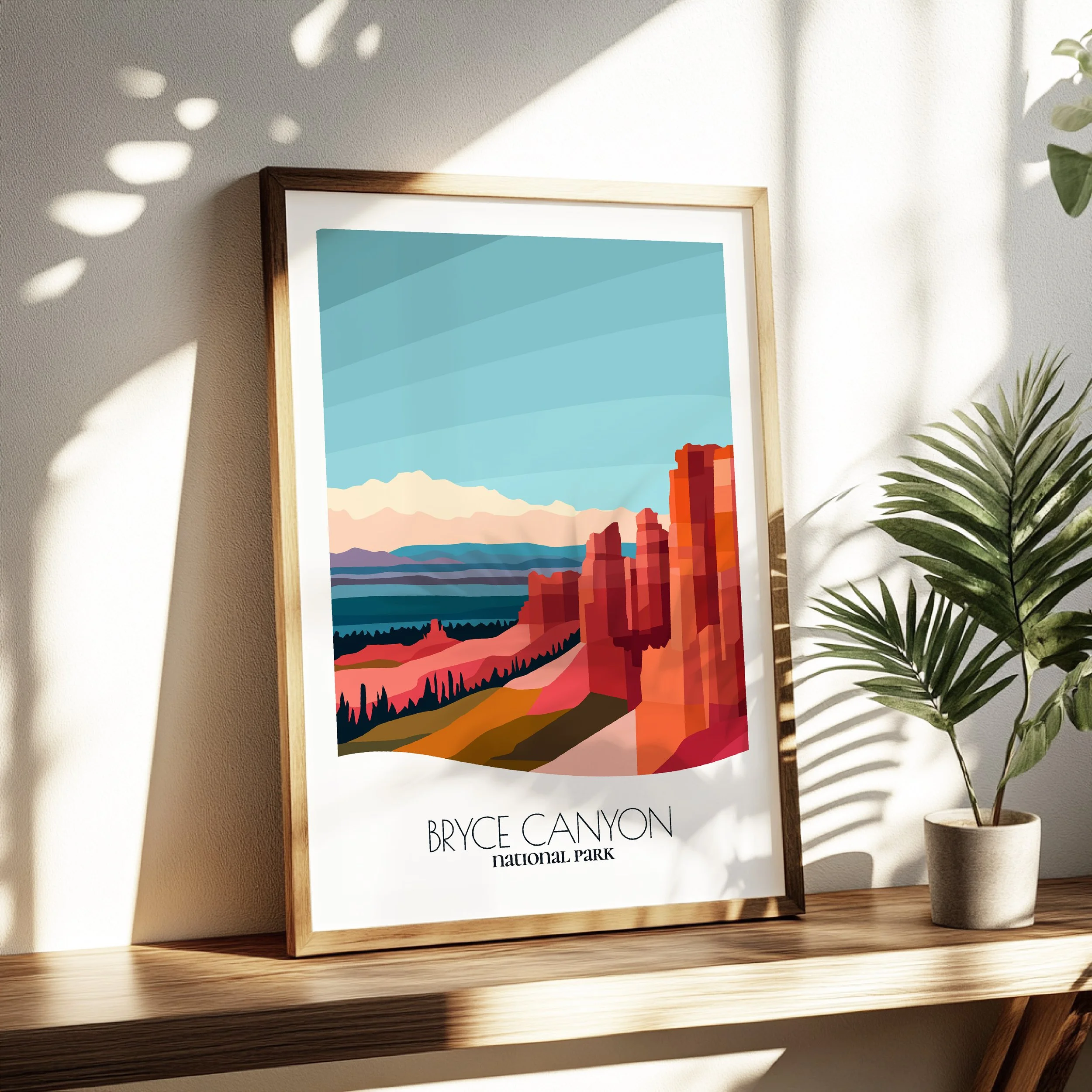 Living room wall decor featuring Bryce Canyon National Park in neutral tones for modern interiors.