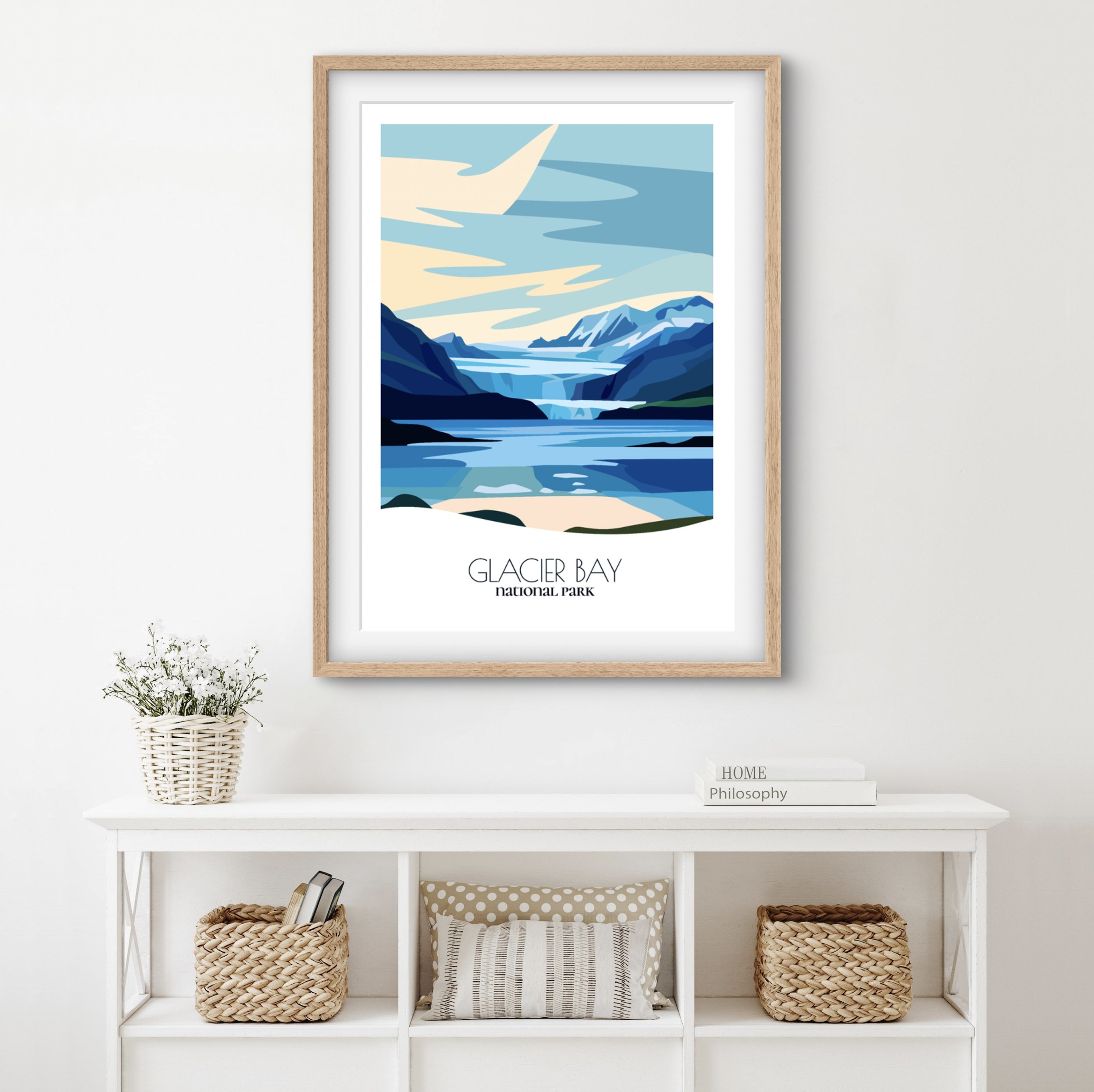 Home decor poster of Glacier Bay National Park, premium print quality for stylish Alaska interiors.
