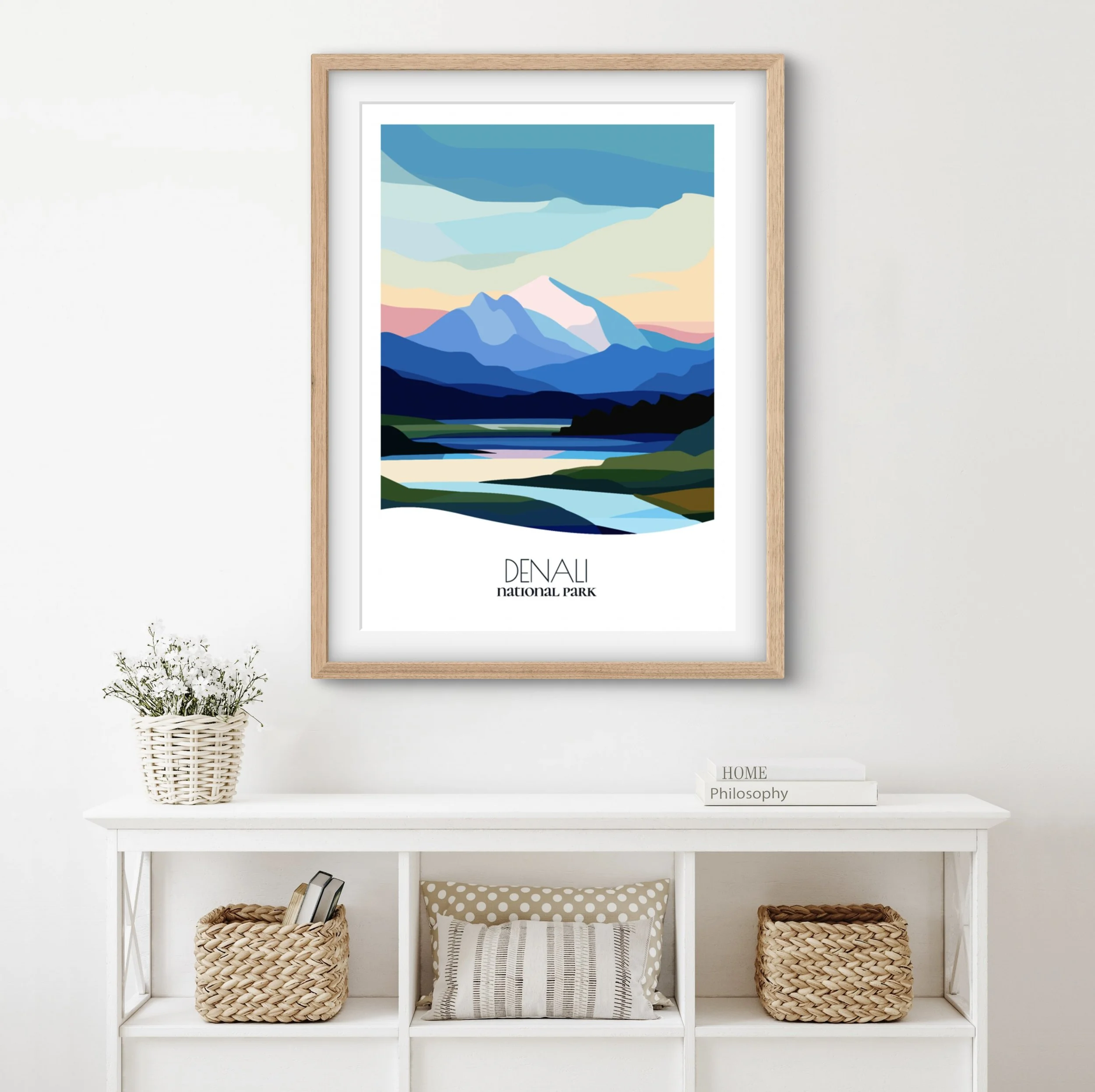 Home decor poster of Denali National Park, premium print quality for stylish Alaska interiors.