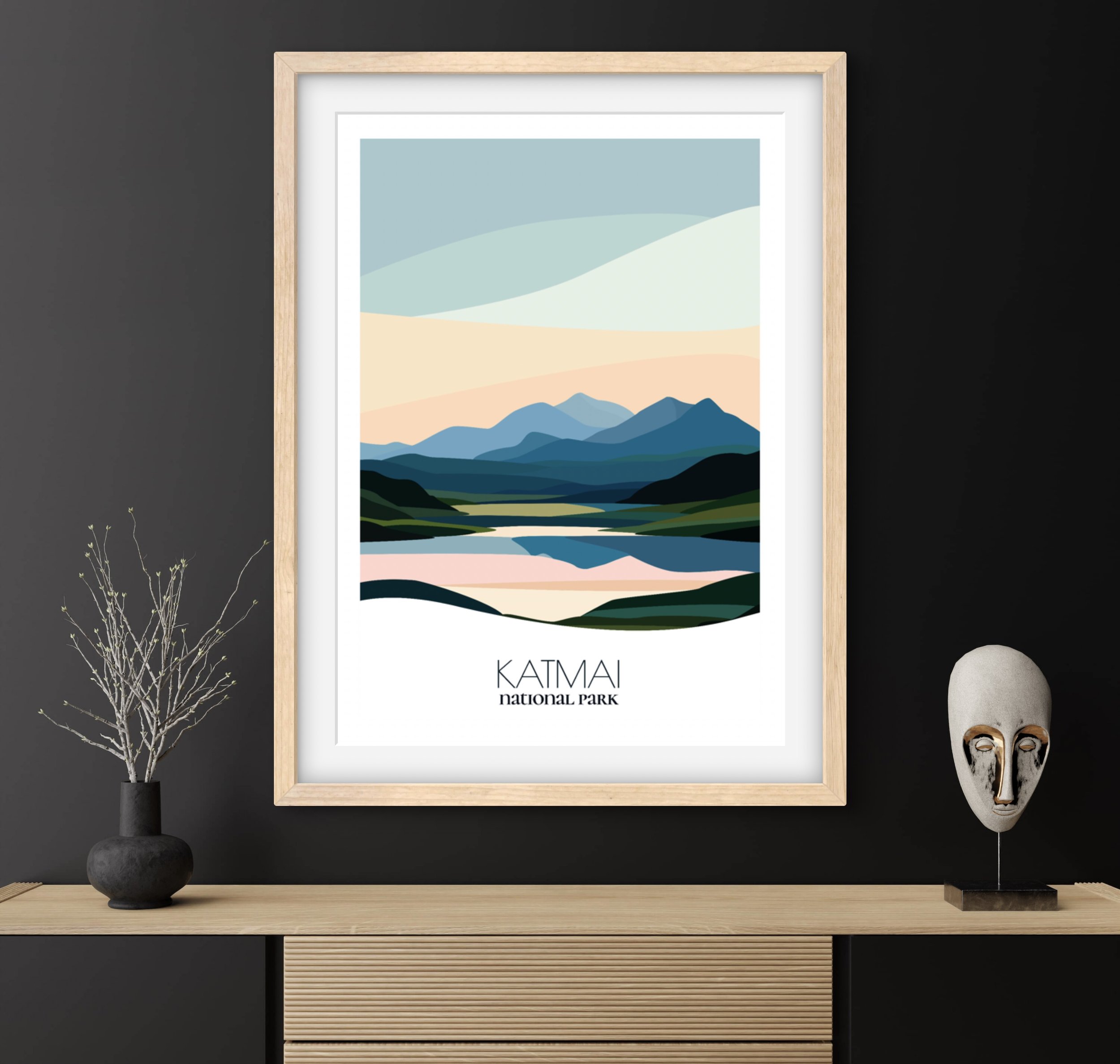 Travel gift idea: framed poster of Katmai National Park, ideal for adventure lovers.
