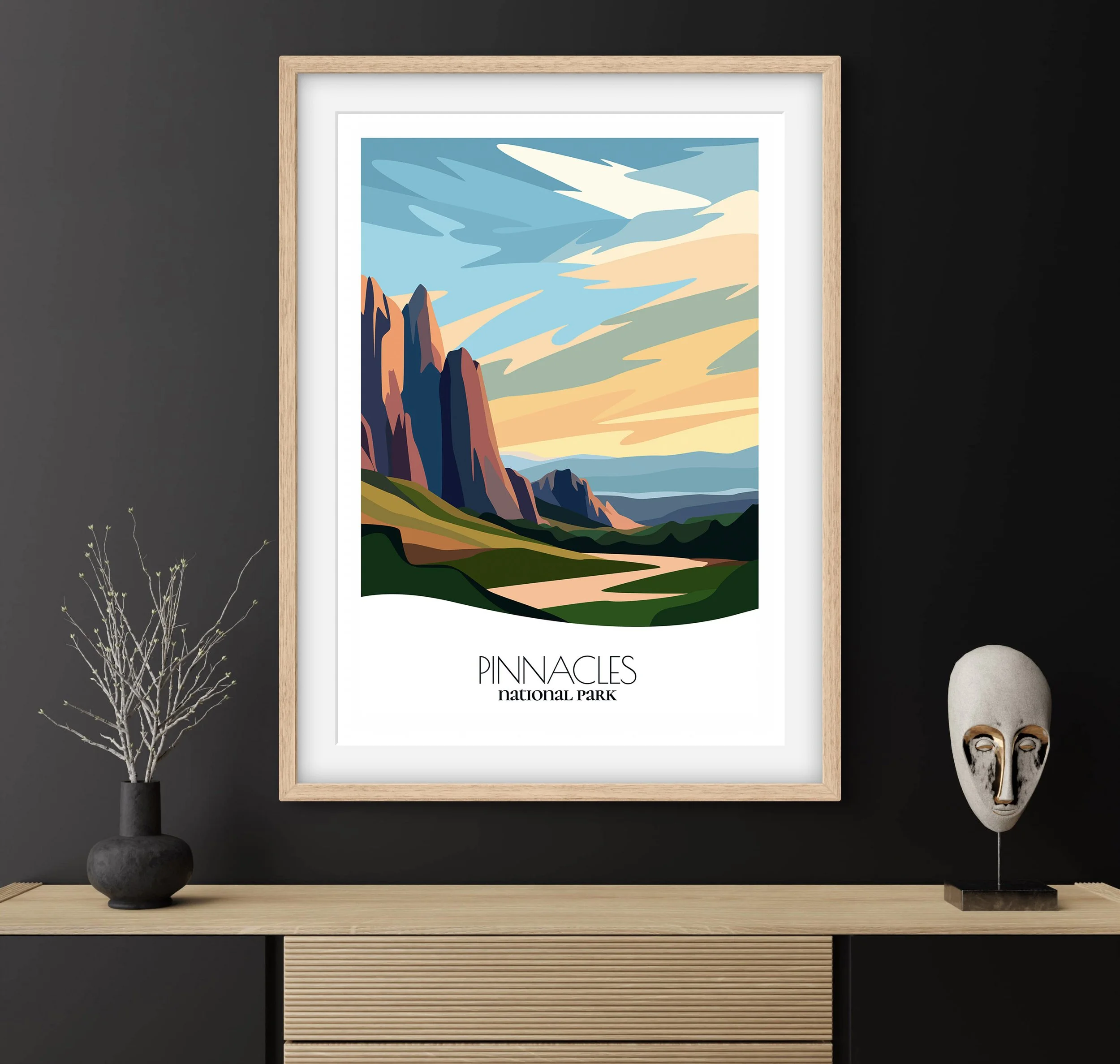 Travel gift idea: framed poster of Pinnacles, ideal for adventure lovers.