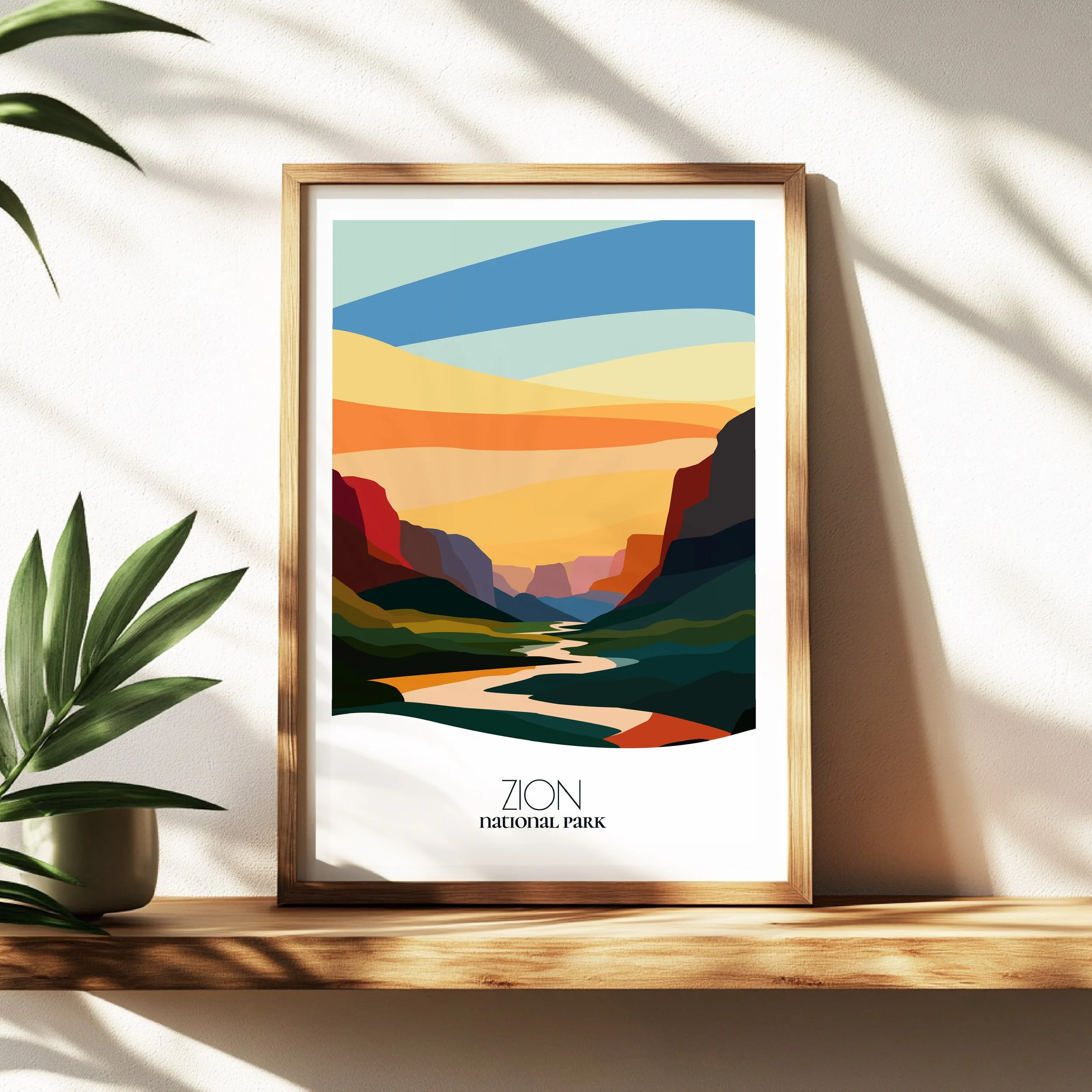 Wall art print of Zion National Park for interior decor; high quality print in Utah.