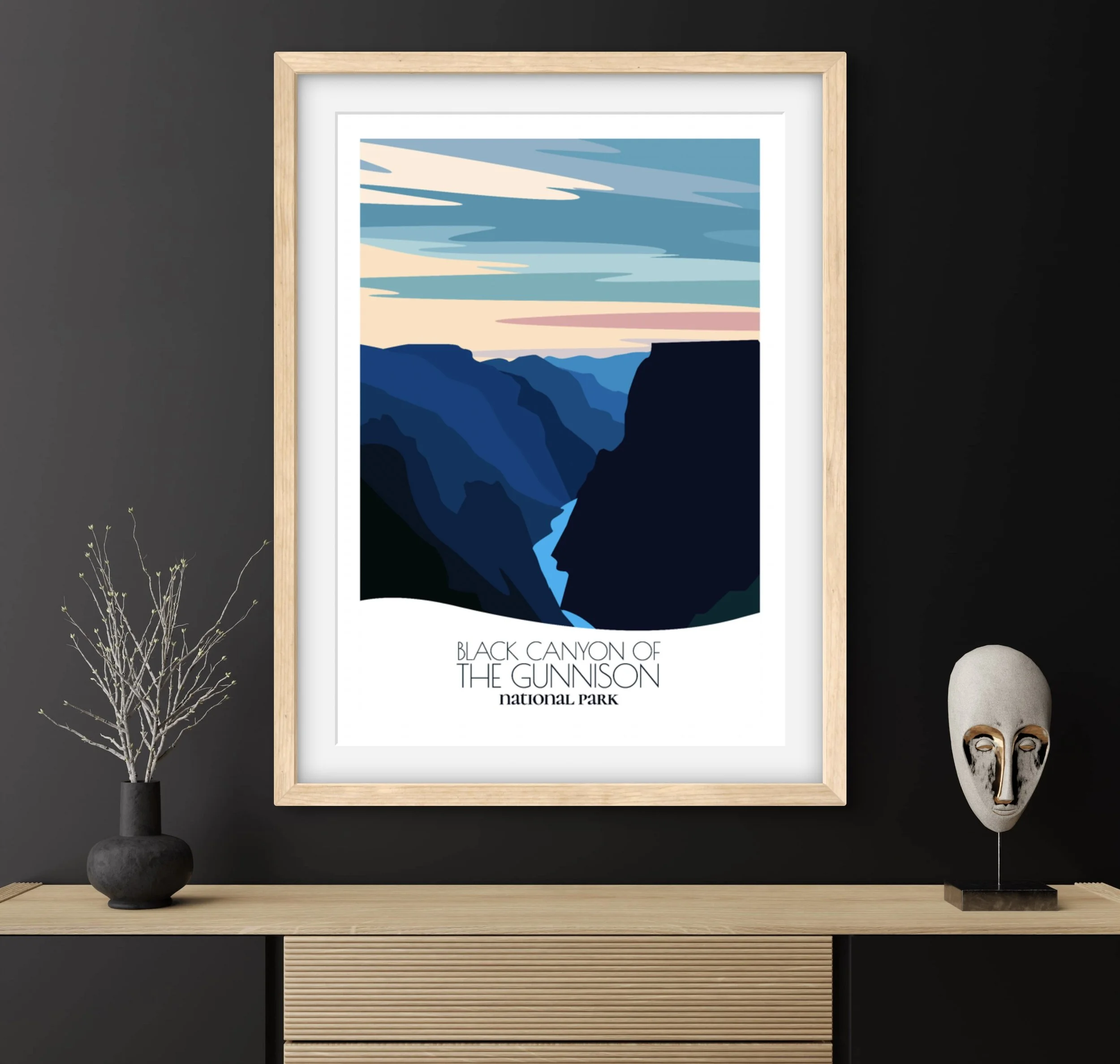 Travel gift idea: framed poster of Black Canyon of the Gunnison, ideal for adventure lovers.