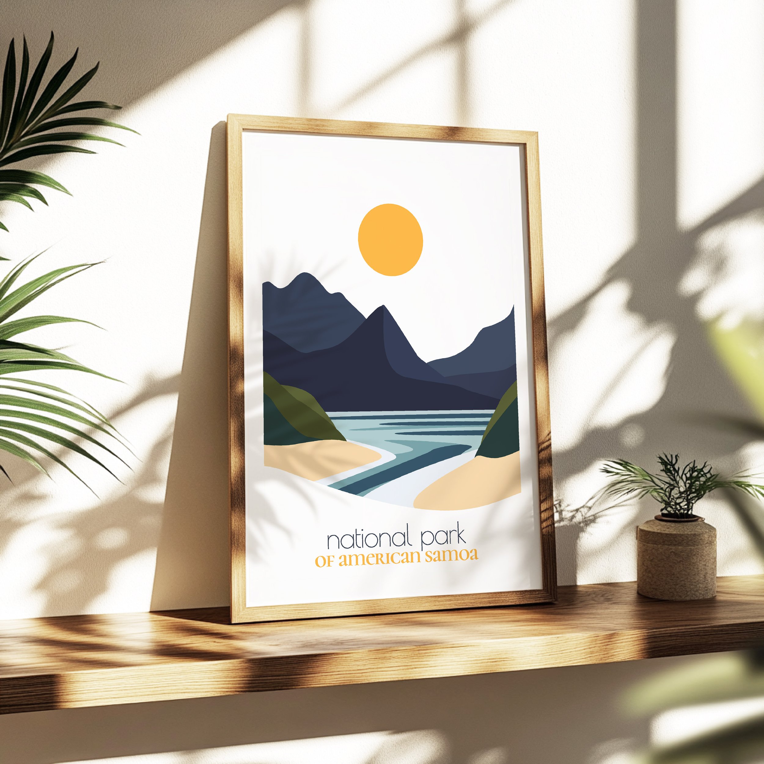 american samoa national park print - soothing minimalist nature wall art for bedroom