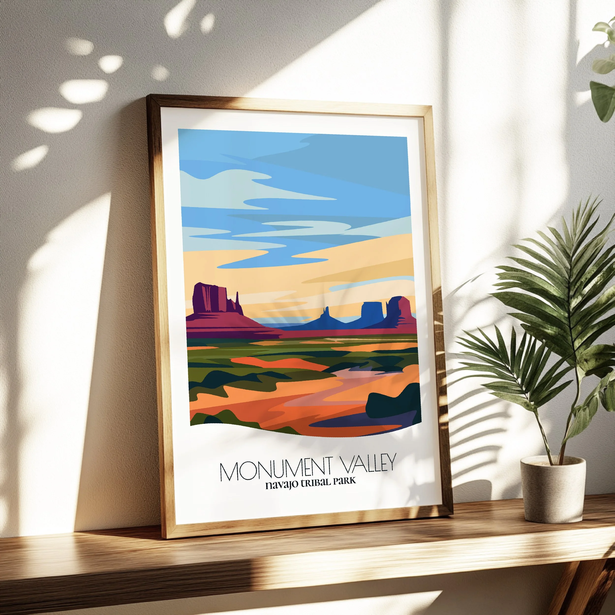 Living room wall decor featuring Monument Valley  in neutral tones for modern interiors.