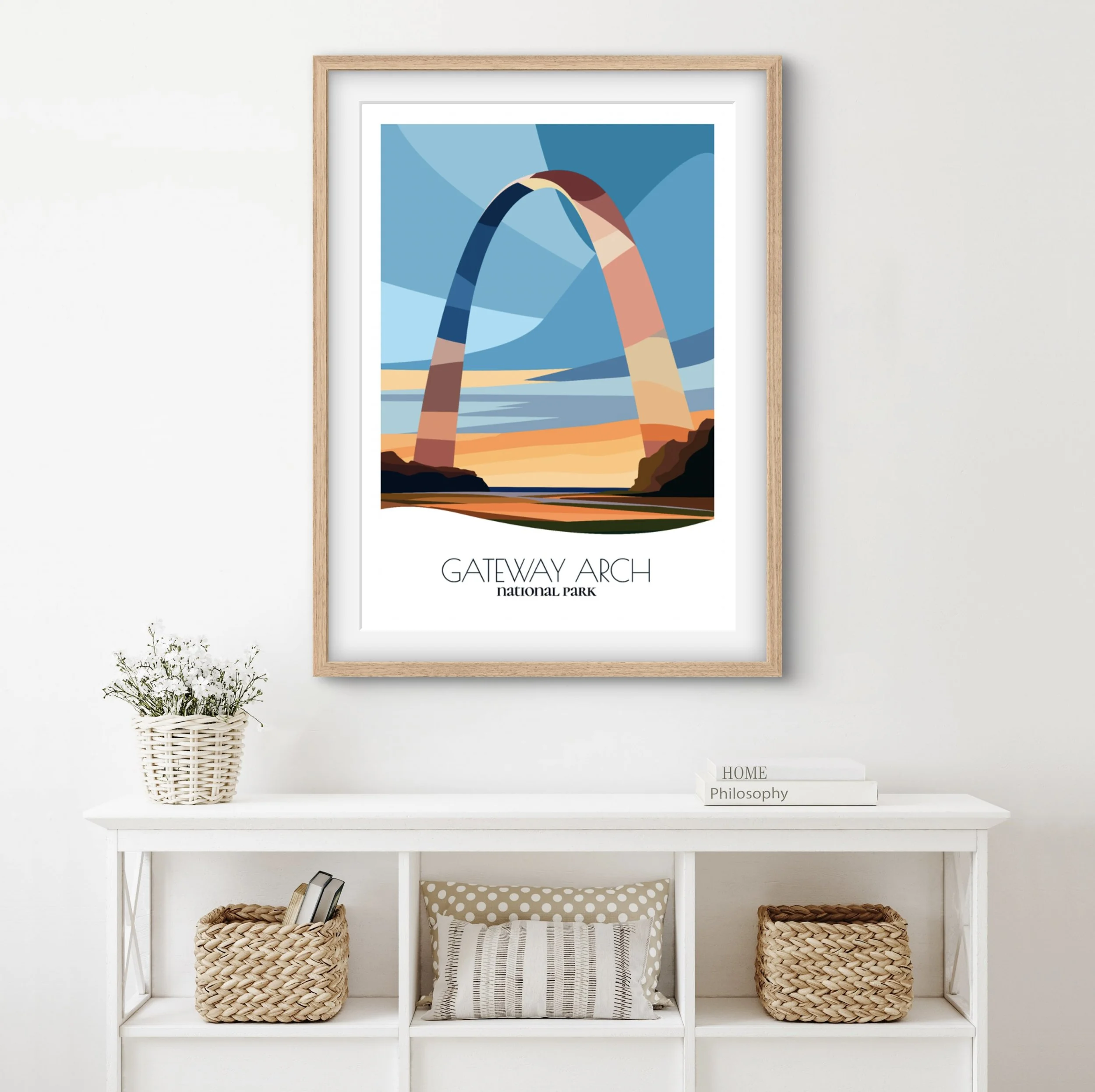 Home decor poster of Gateway Arch National Park, premium print quality for stylish St. Louis, Missouri interiors.