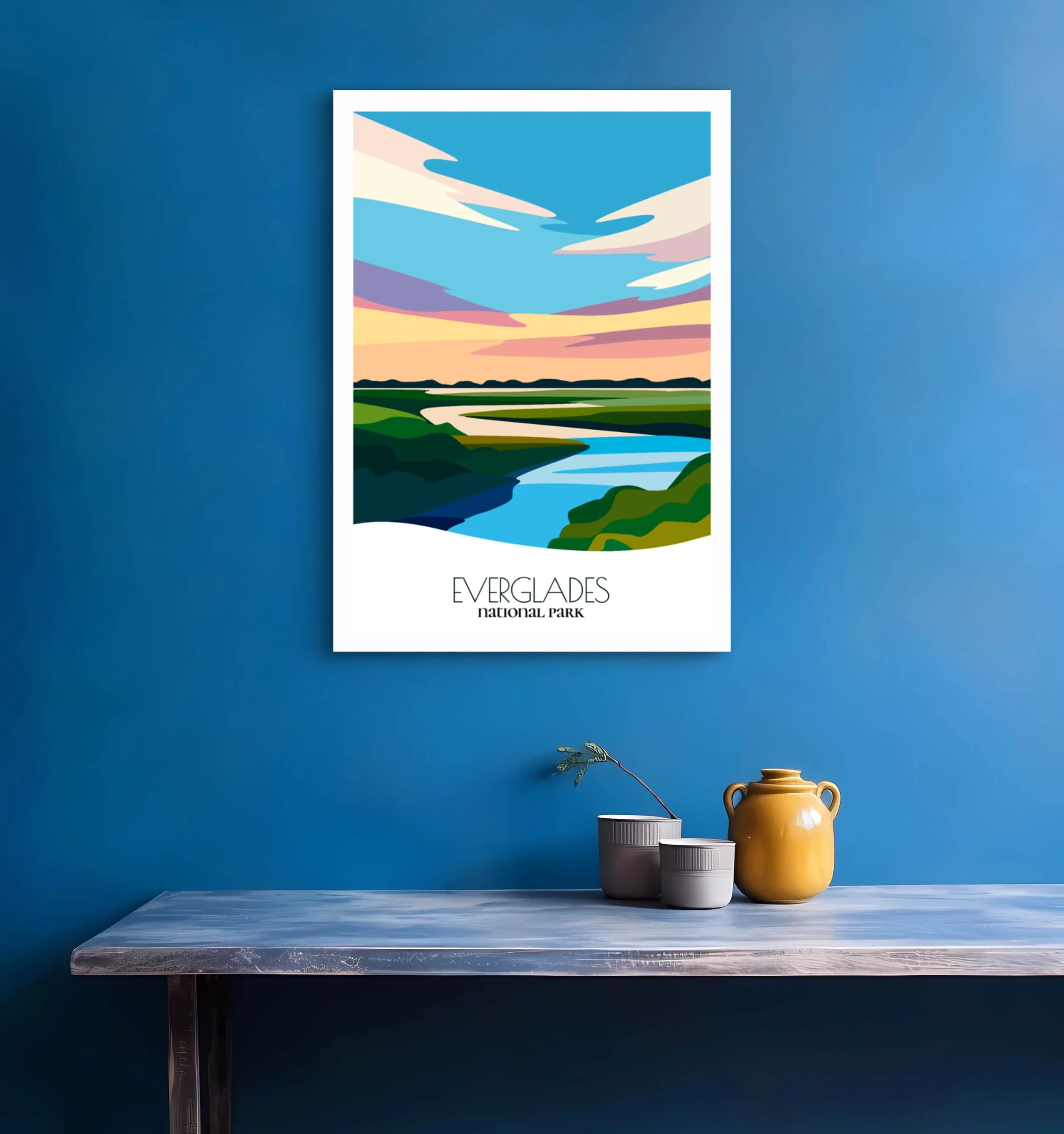 Bedroom print of Everglades National Park with calming minimalist composition for Florida homes.