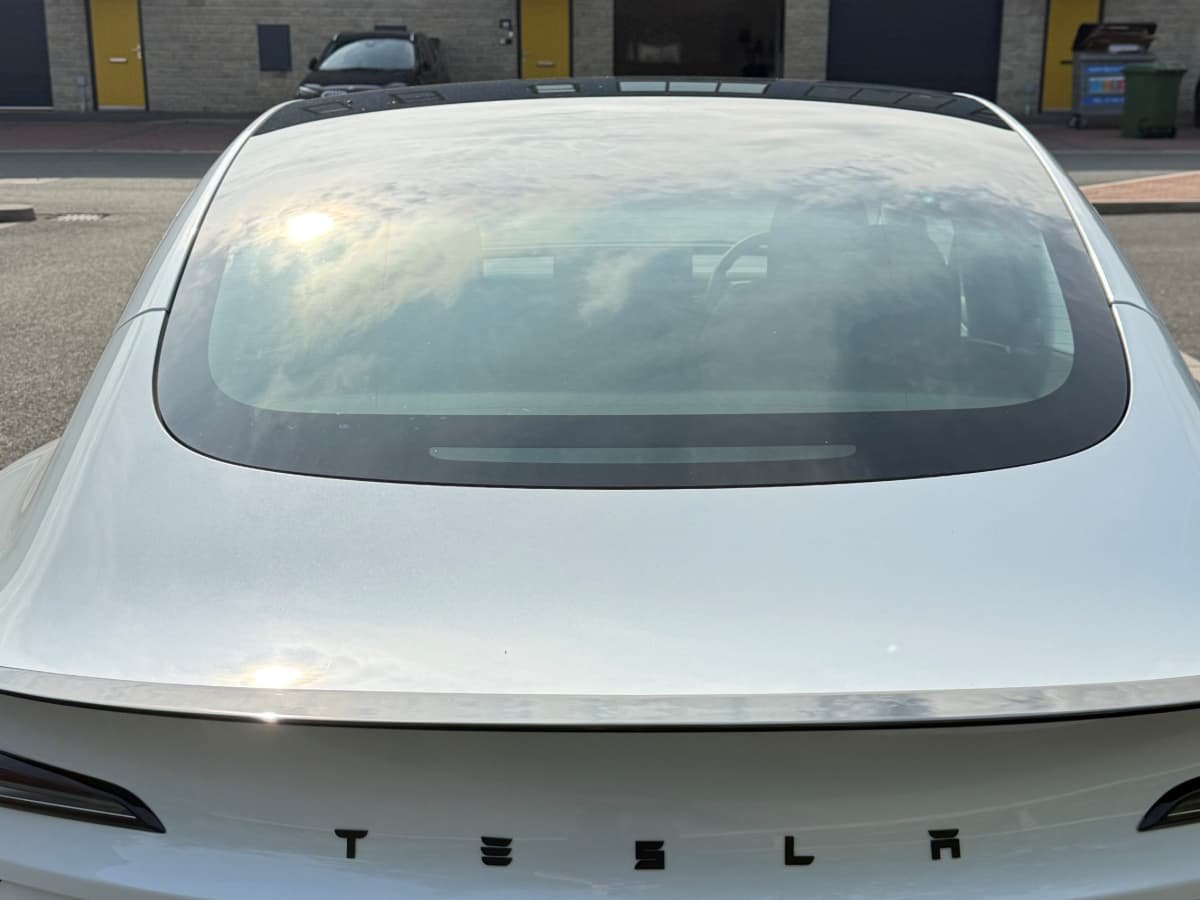 Tesla Model 3 rear view before window tints fitted at Lucid PPF Leeds