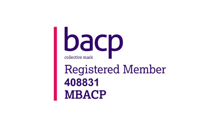 BACP collective mark logo with registered member number and MBACP designation.