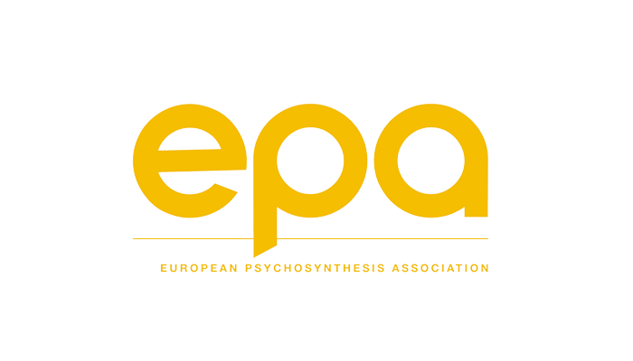 Logo of the European Psychosynthesis Association with the acronym 'epa' in large yellow letters and their full name below.