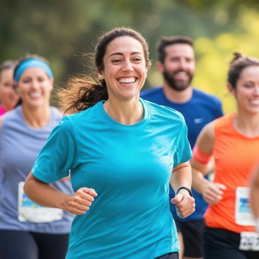 Woman running in a race