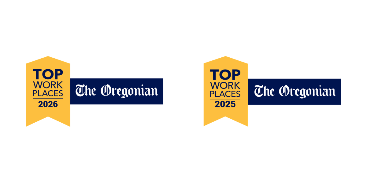 Two Top Workpalce awards from The Oregonian. One from 2025 and the second from 2026.