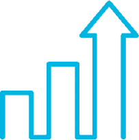 A line graph with an upward trend representing results driven value.