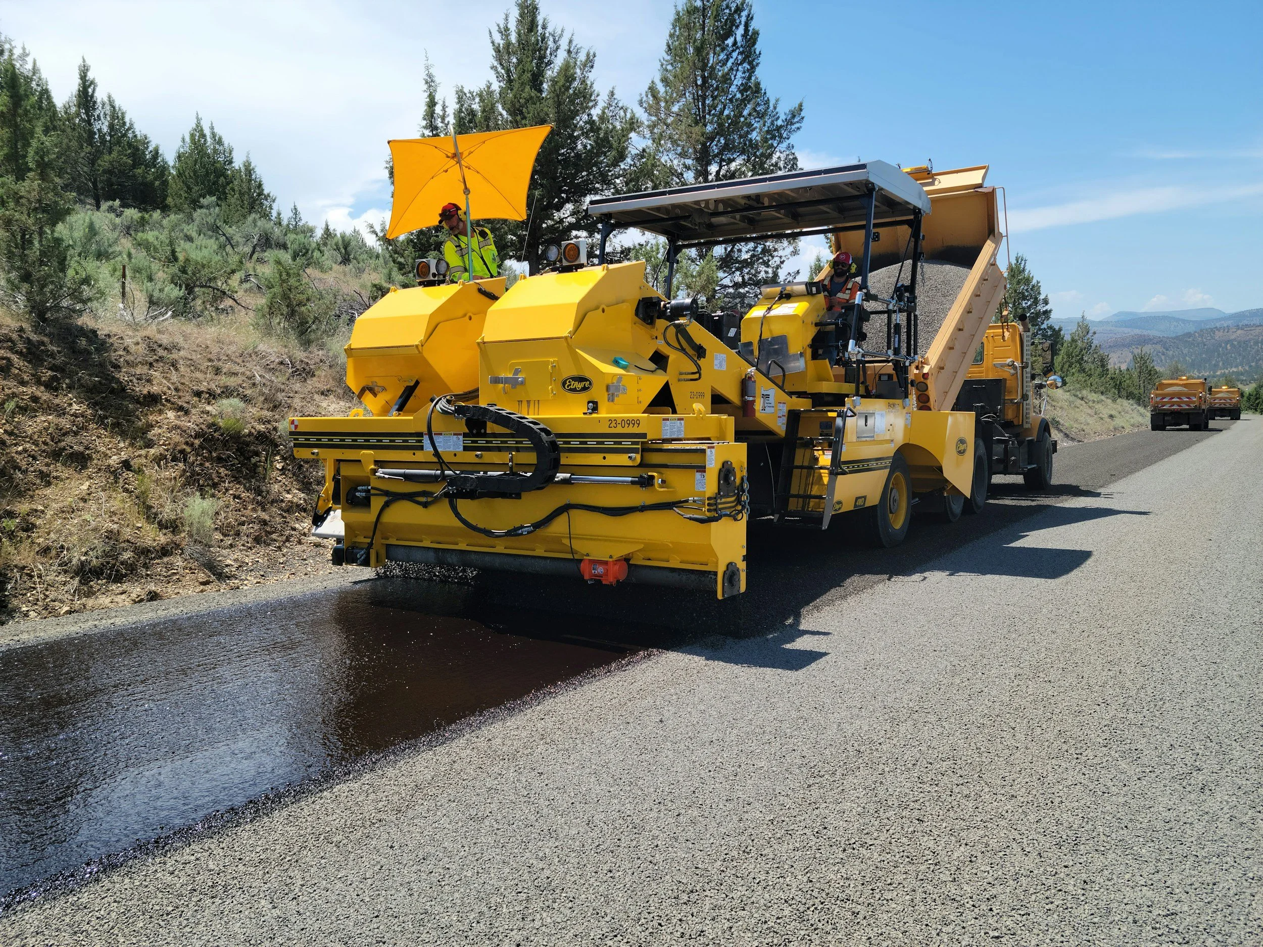 Asphalt paving machine used in road construction projects