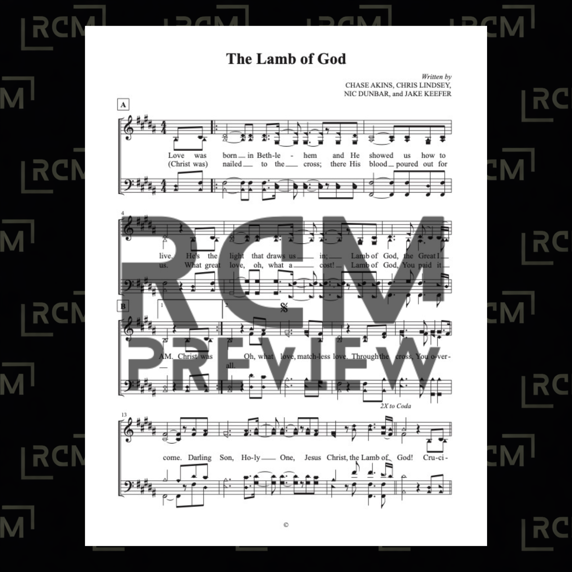 The Lamb of God (Sheet Music)