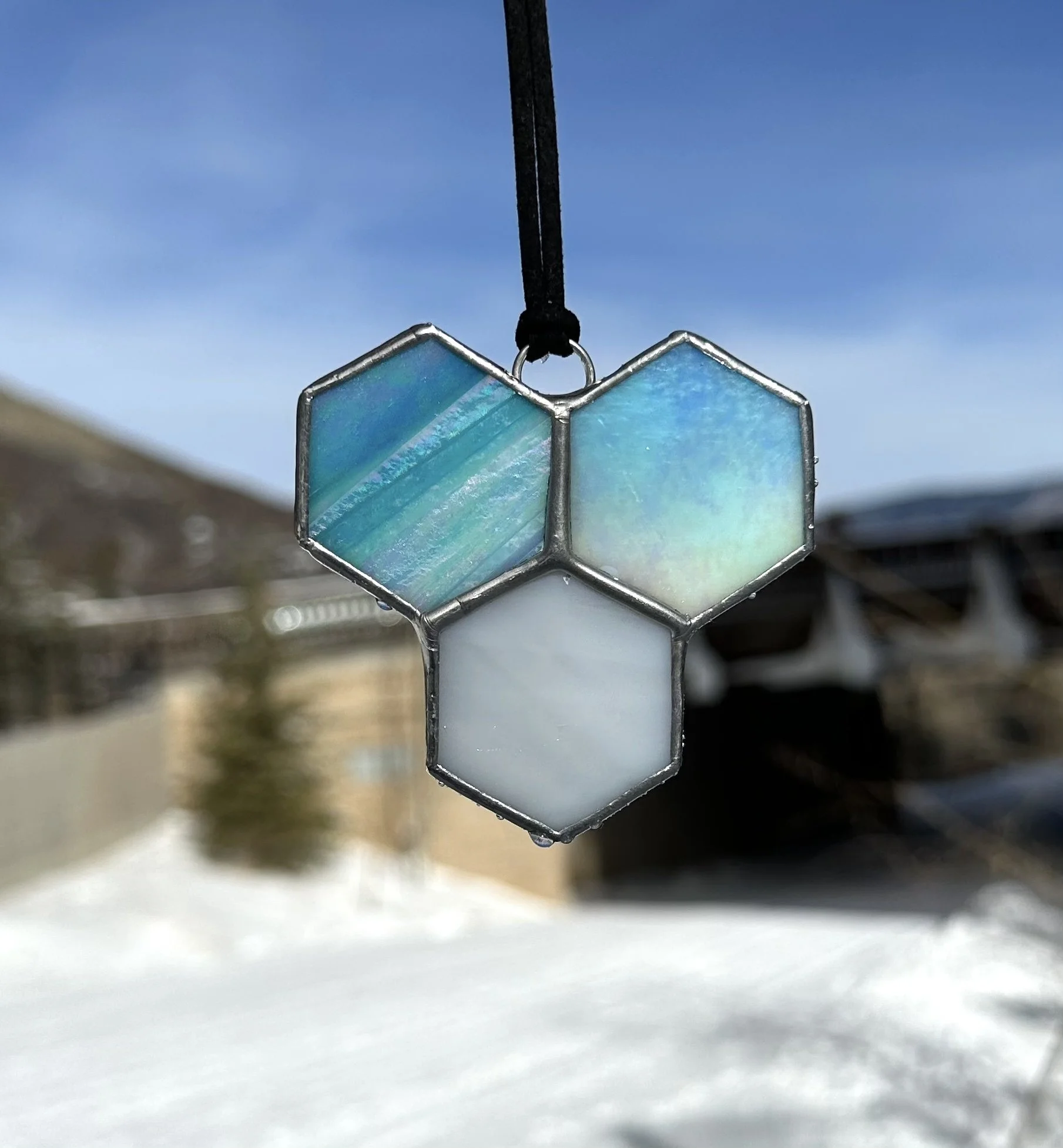 hexagon shape 3 stained glass