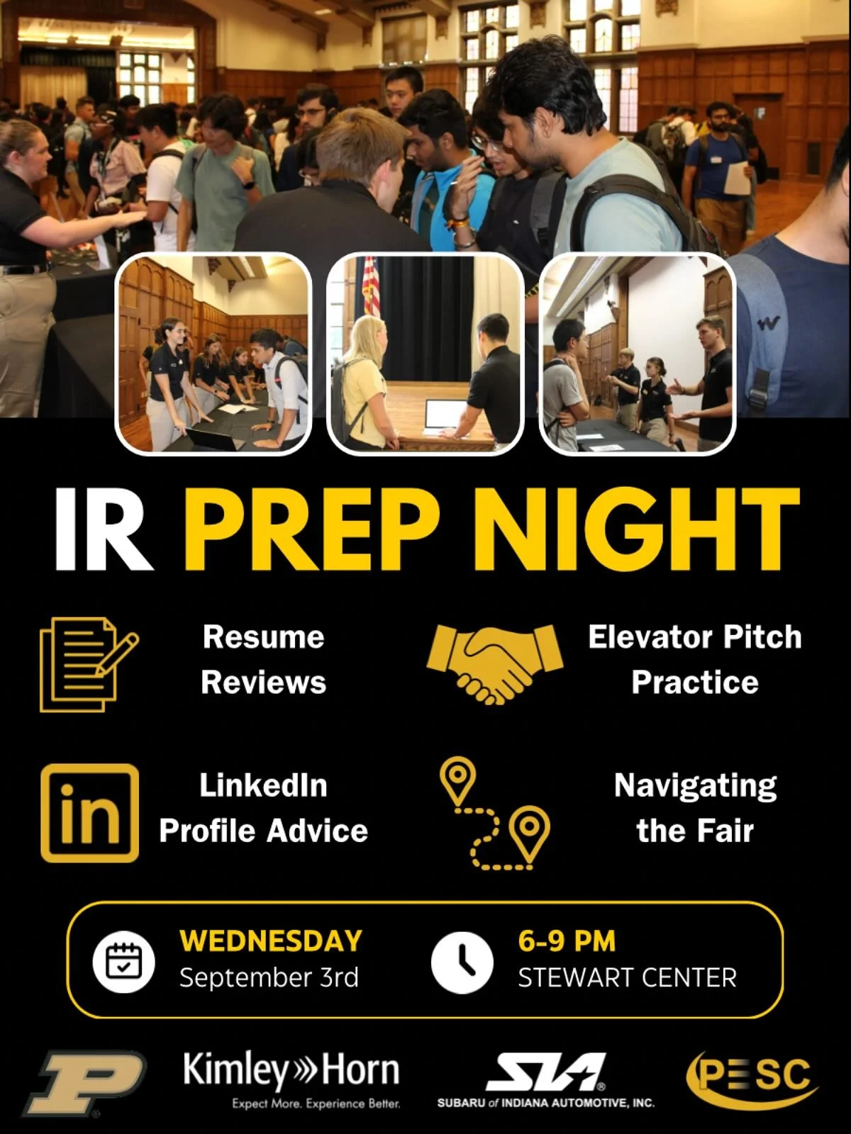 🌟Get ready to shine at Industrial Roundtable!🌟

Join us for IR Prep Night this Wednesday, September 3rd from 6&ndash;9 PM in Stewart Center.

✅ Resume Reviews
✅ LinkedIn Profile Advice
✅ Elevator Pitch Practice
✅ Navigating the Fair

Don&rsquo;t mi