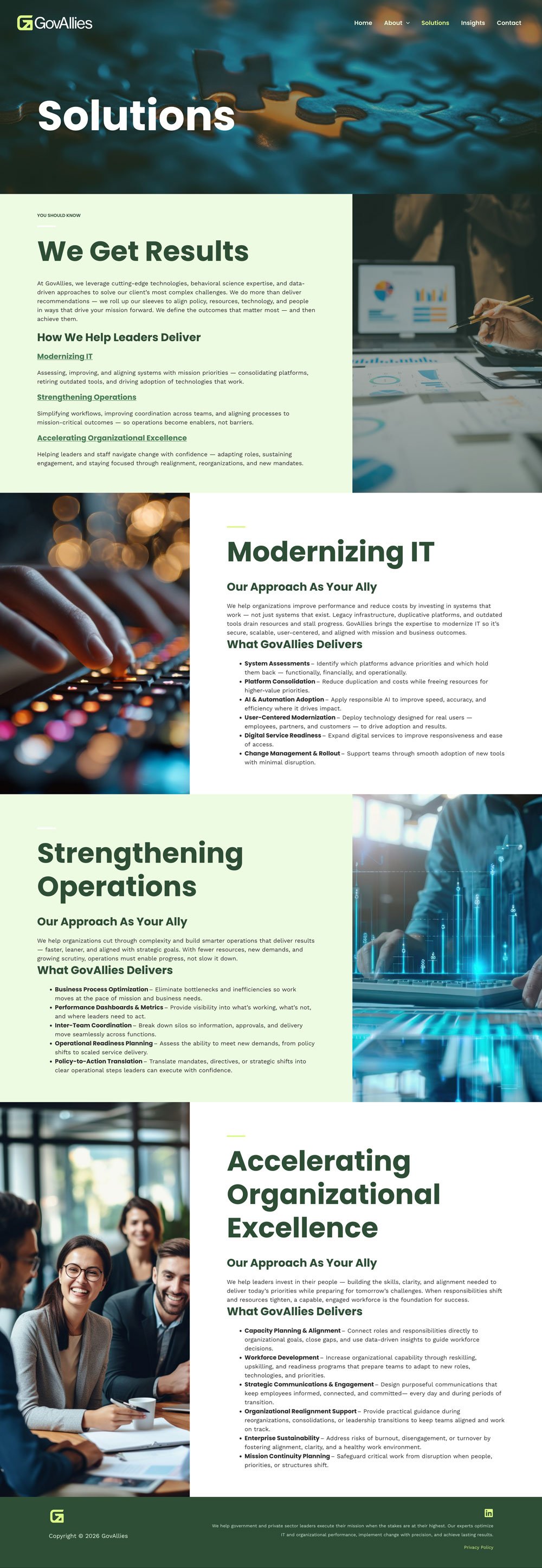 GovAllies Website - Solutions Page