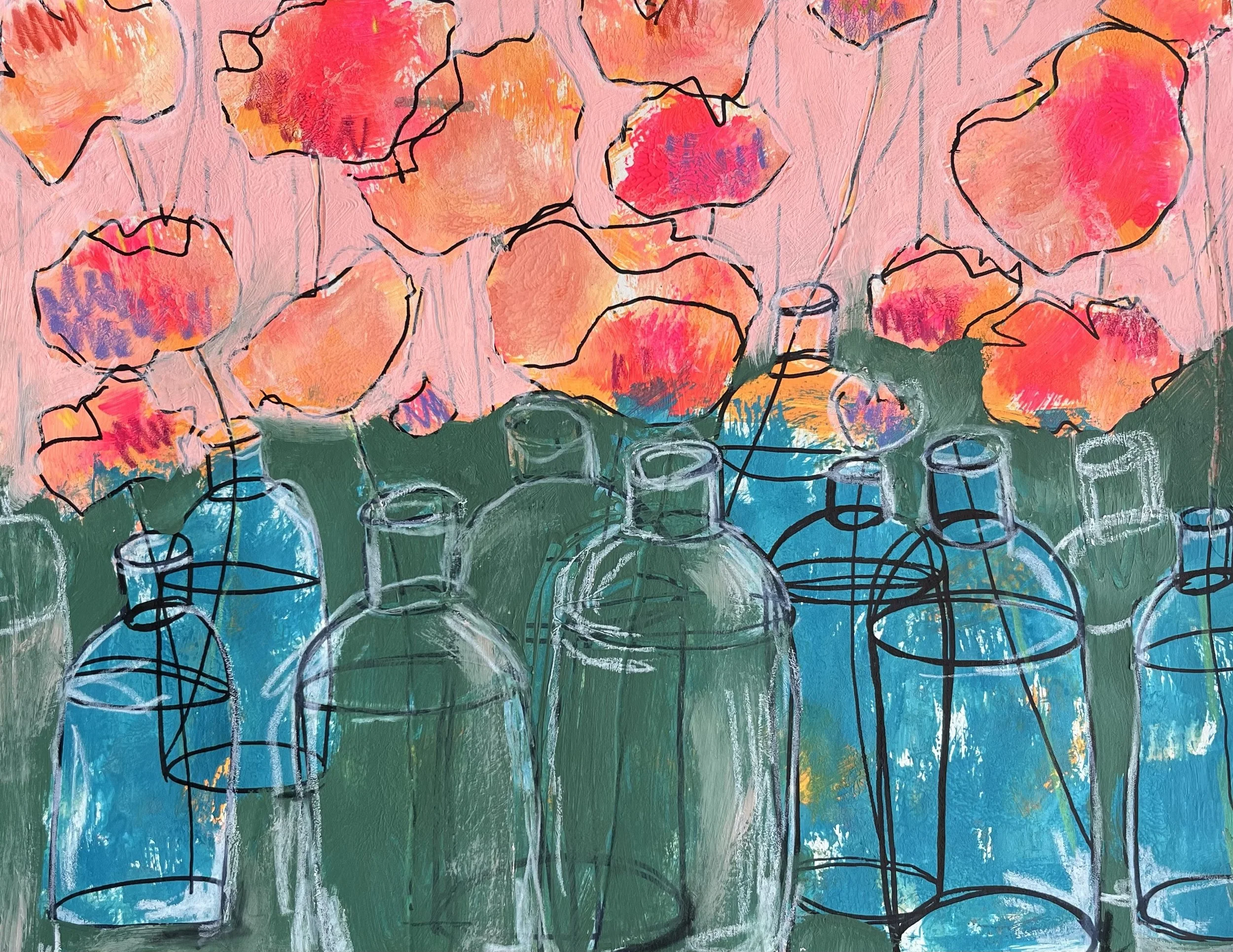 pink and coral flowers in a vase