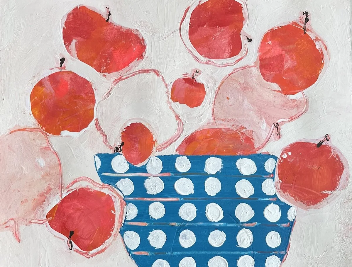 Abstract Acrylic Floral Flower in Vase Original Art