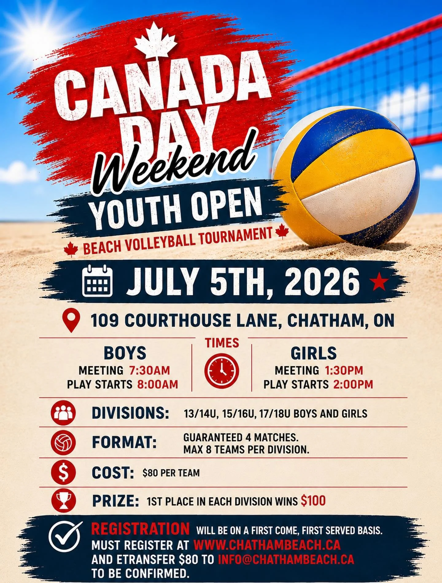 Sign up at chathambeach.ca 🏖️😎