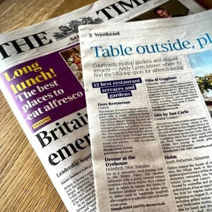 Devour in The Times: One of the UK’s Best Outdoor Dining Spots