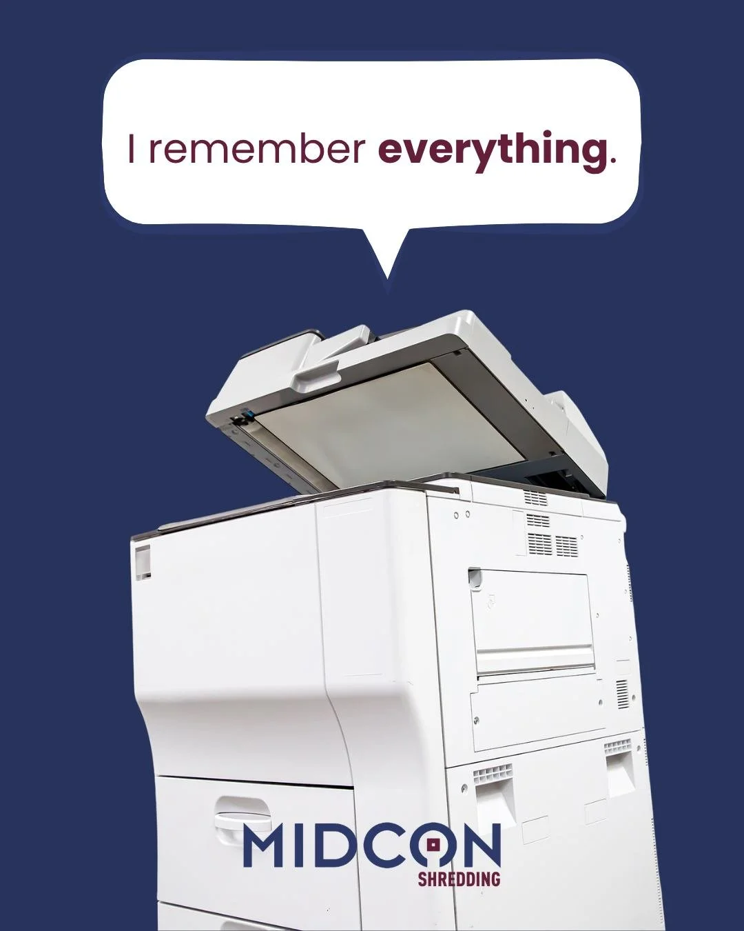 Most modern office copiers store digital images of every document you&rsquo;ve ever scanned. That&rsquo;s why we&rsquo;d recommend hard drive destruction for ALL of your office equipment!