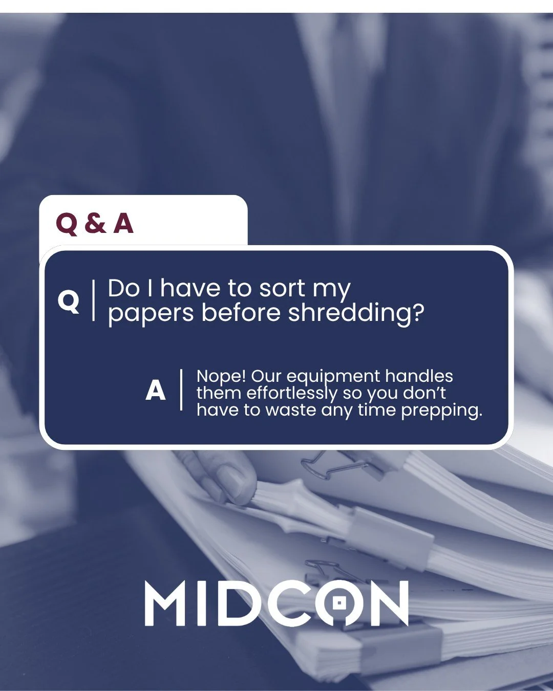 One of the most common questions we get: Do I need to sort my files and take out staples and paper clips? The answer: Nope! Our equipment handles them effortlessly so you don&rsquo;t have to waste any time prepping.