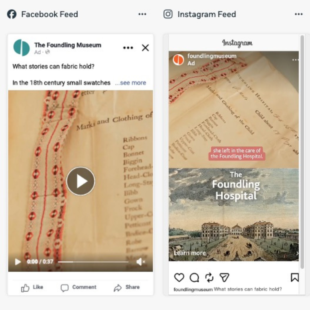A screenshot of ads from the Foundling Museum