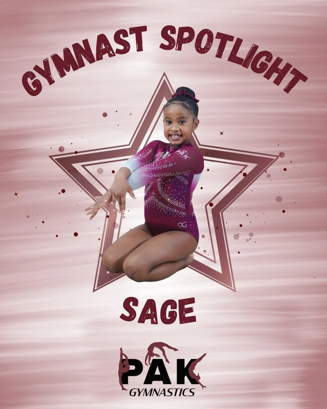 Gymnast Spotlight: Sage

Sage is strong, athletic, and always ready to flip into fun! When she&rsquo;s not tumbling in the gym, she loves riding her bike, playing sports, and spending time creating art through coloring, drawing, and painting. She&rsq