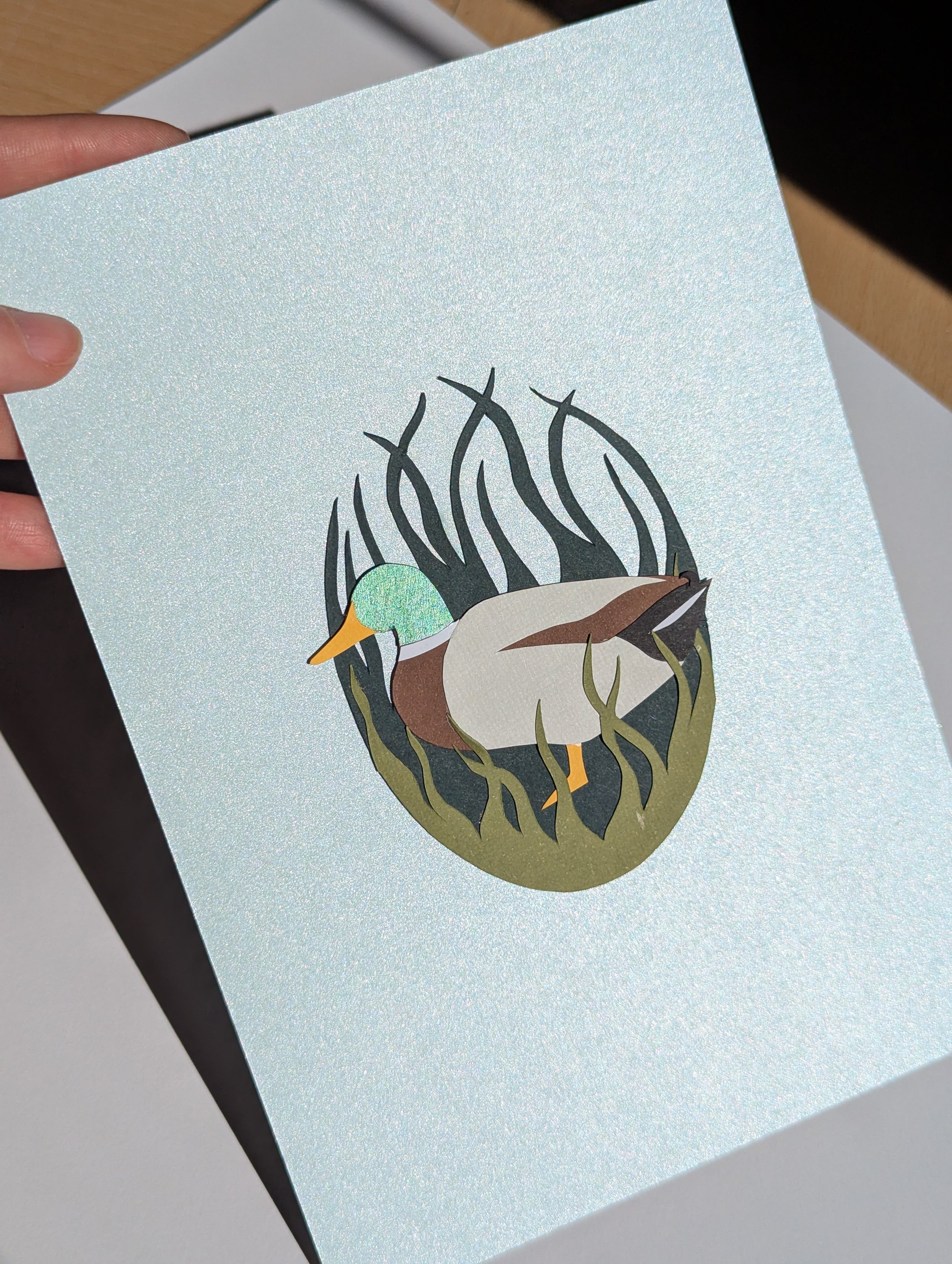 Small Duck Paper-cut. A5 Unframed Piece.