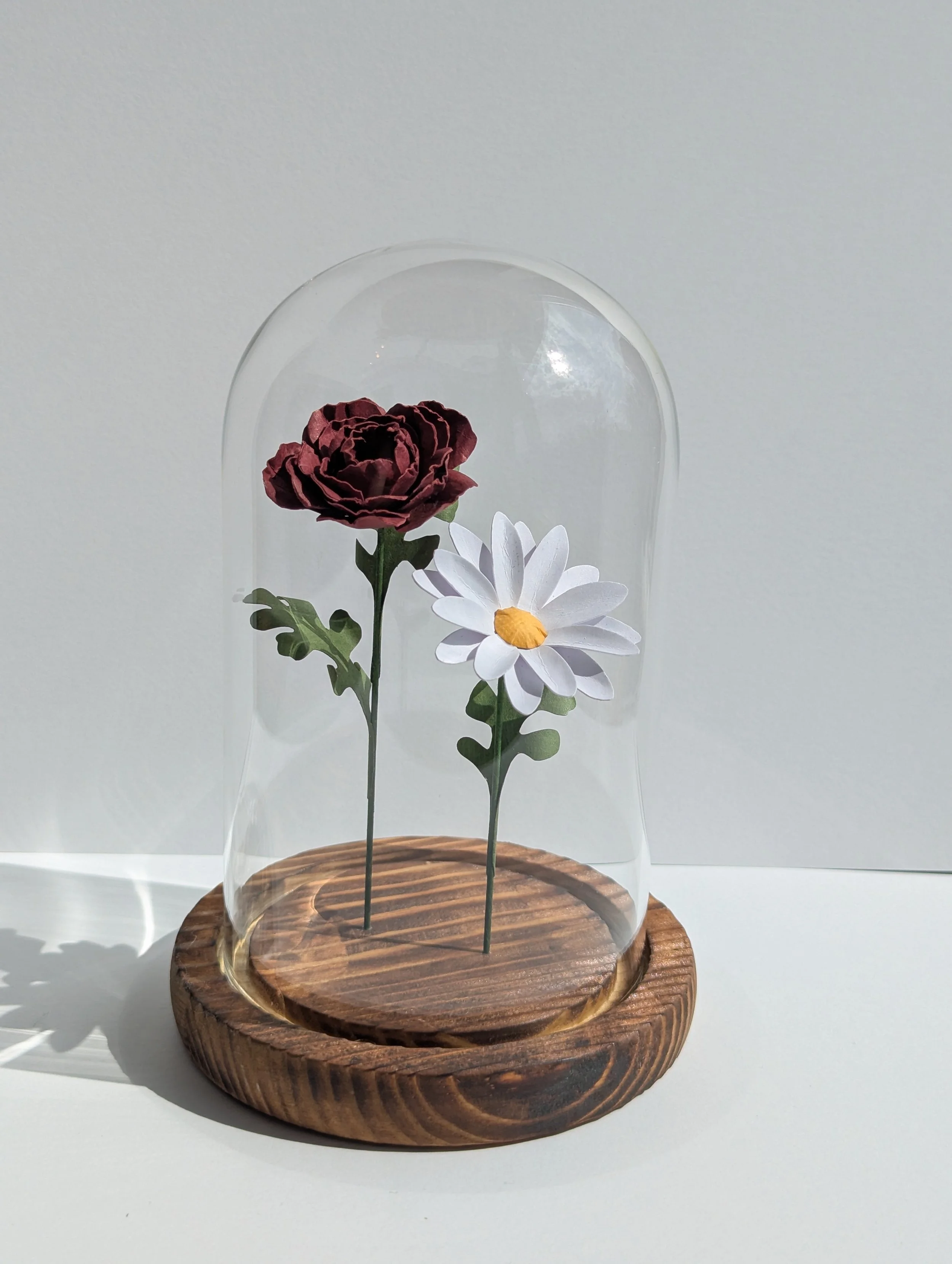 A Little Flower Assortment. Paper cut Flower Bell Jar