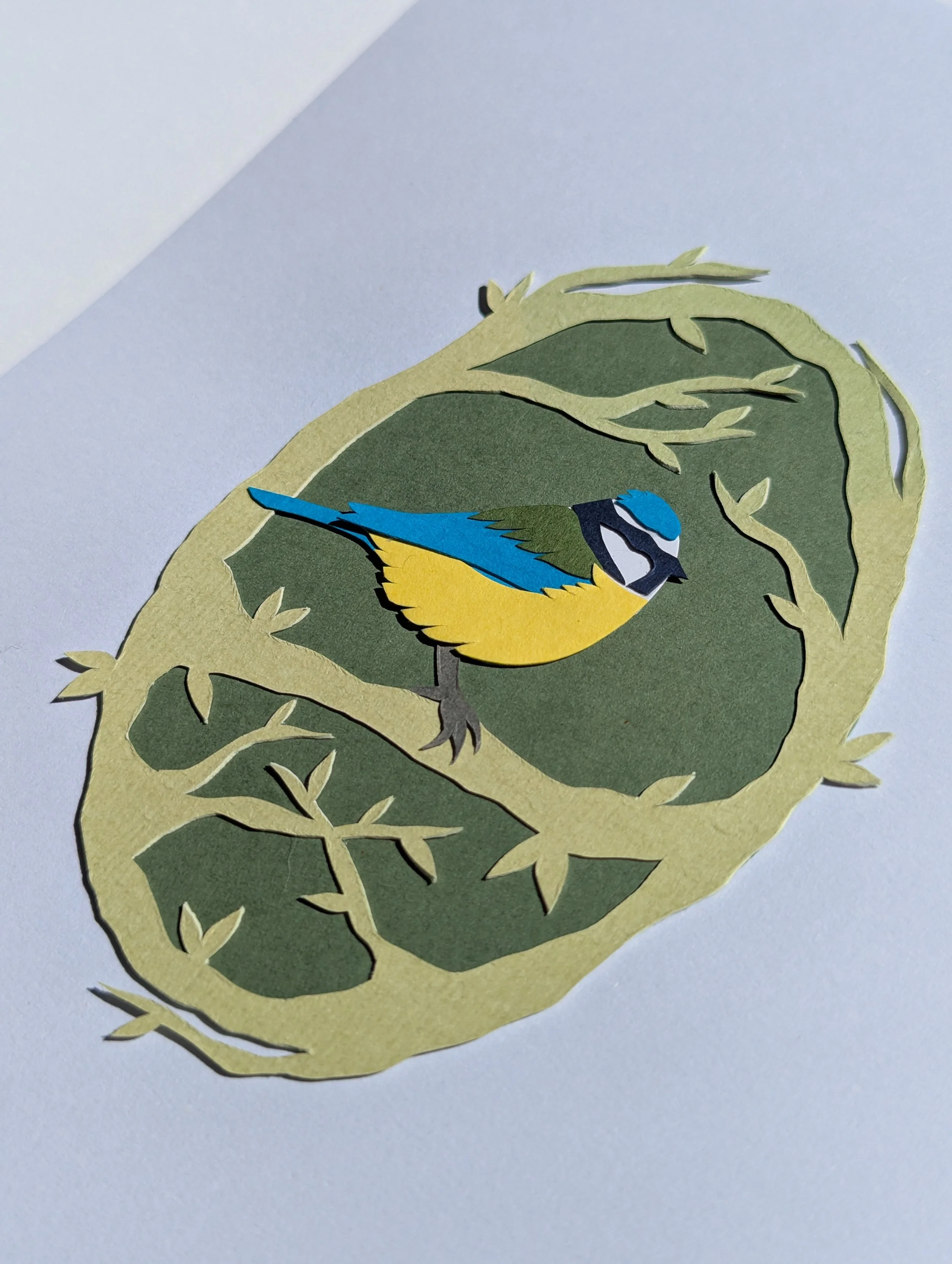 Small Bluetit Paper-cut. A5 Unframed Piece
