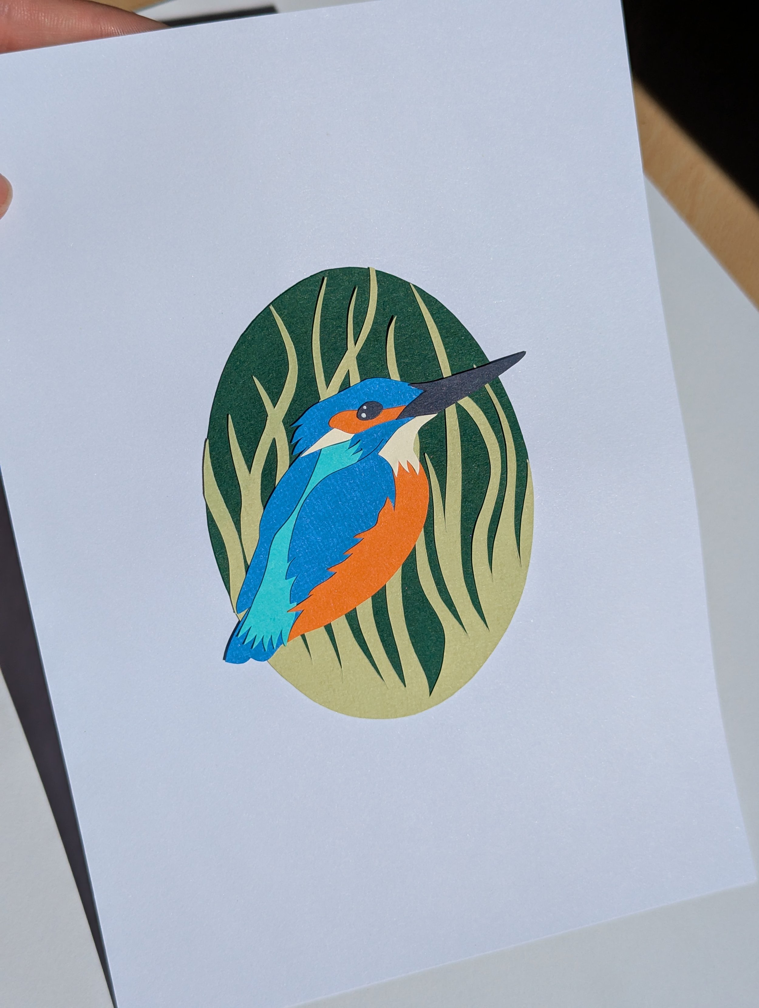 Small Kingfisher Paper-cut. A5 Unframed Piece