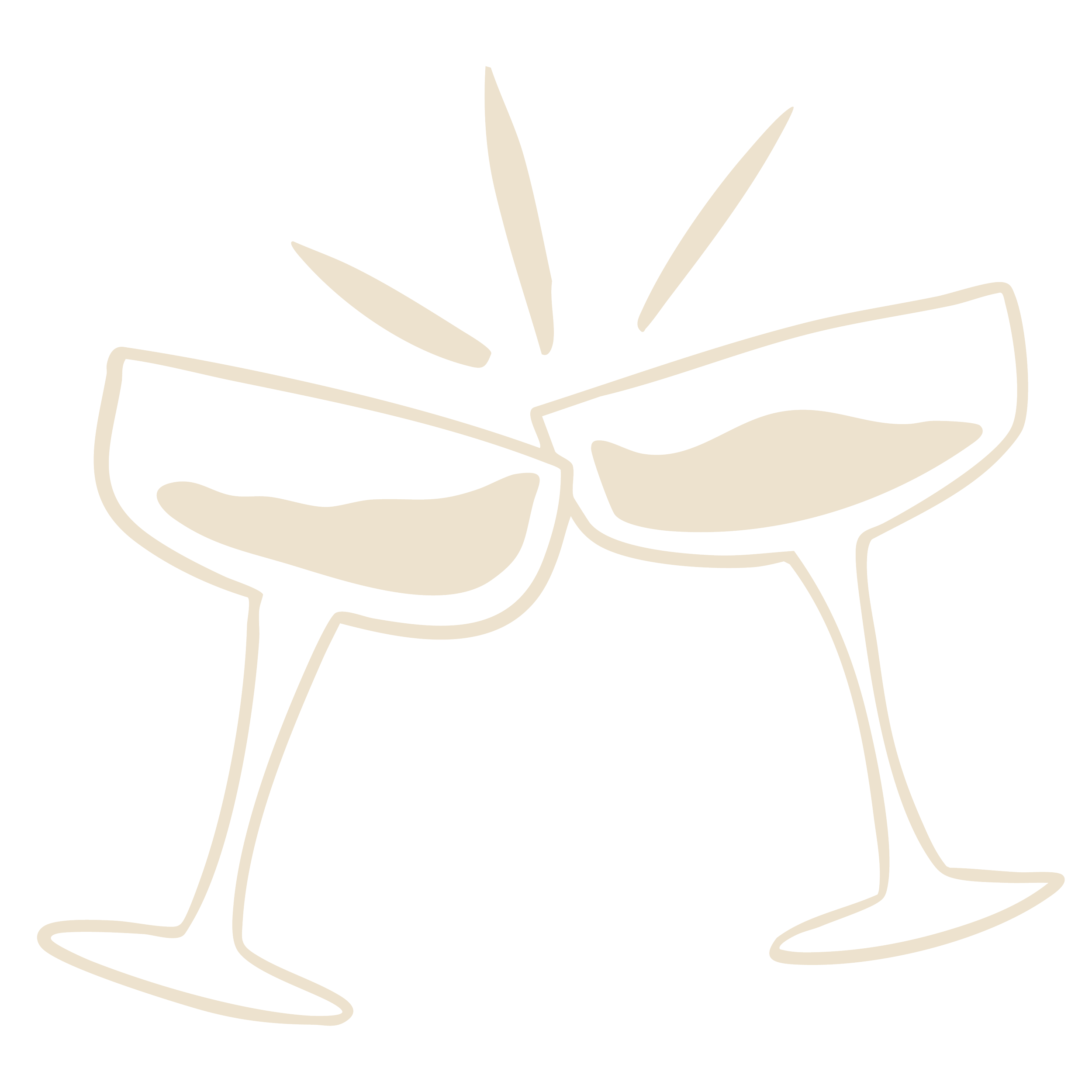 Line drawing of two champagne glasses clinking together with bursts indicating celebration.
