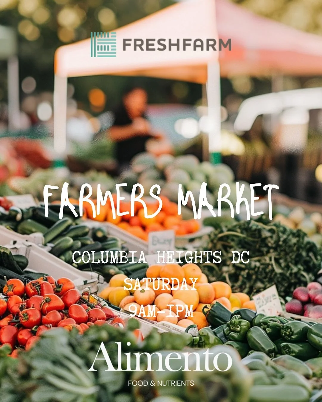We&rsquo;re popping up at the Columbia Heights DC Farmers Market THIS SATURDAY!

📍 Columbia Heights, DC
🕘 9am&ndash;1pm

We&rsquo;re bringing an &agrave; la carte lineup of your favorite Alimento Kitchen meals, snacks, and juices&mdash;all made wit