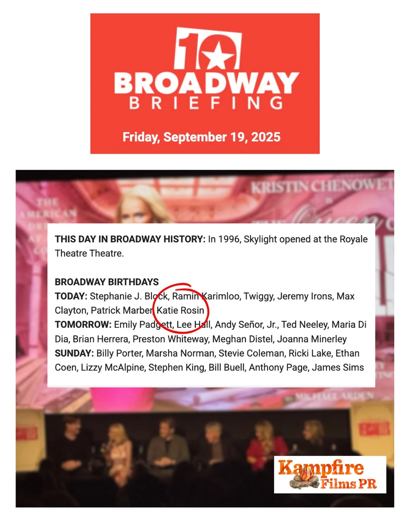 This one hits a bit differently!!!

Thank you, Broadway Briefing @broadwaynews 🎉🎂🥳

#kampfireupyouraudiences