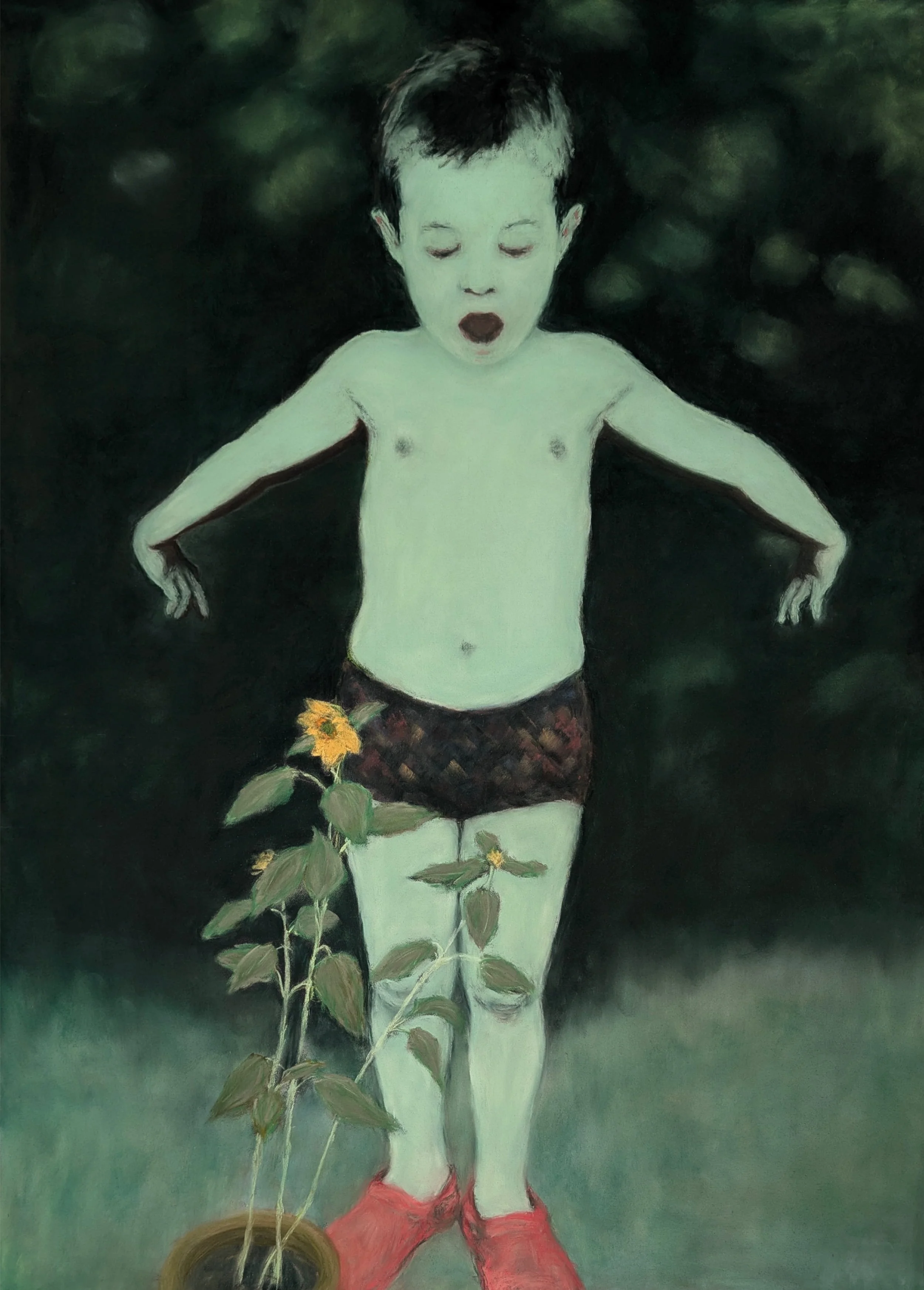 Soleils, pastel sec sur Pastelmat, 50x70 cm, 2025