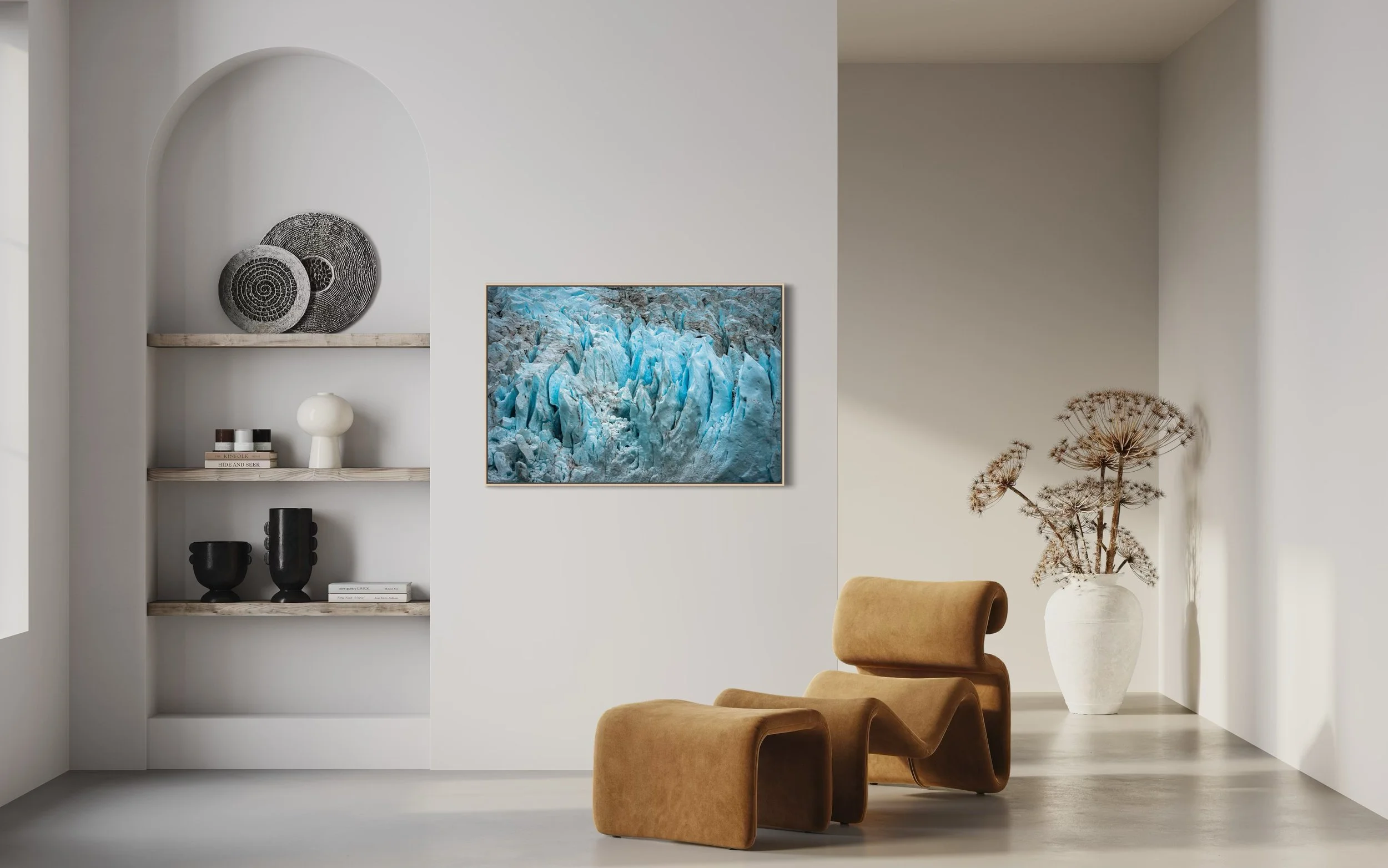 30x45” HD dye infused metal print with maple wood float frame