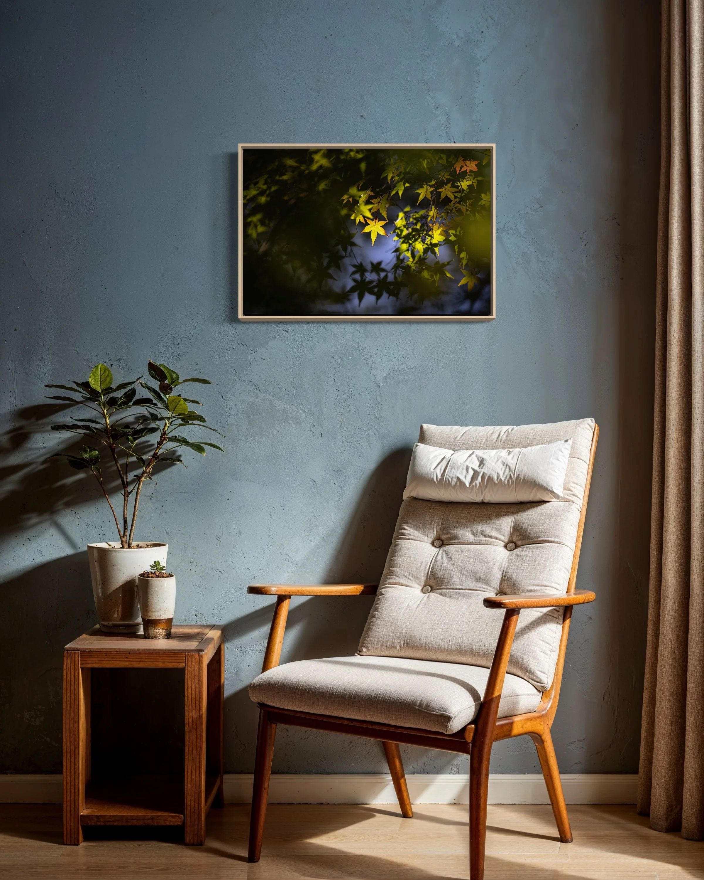 16x24” HD dye infused metal print with maple wood float frame