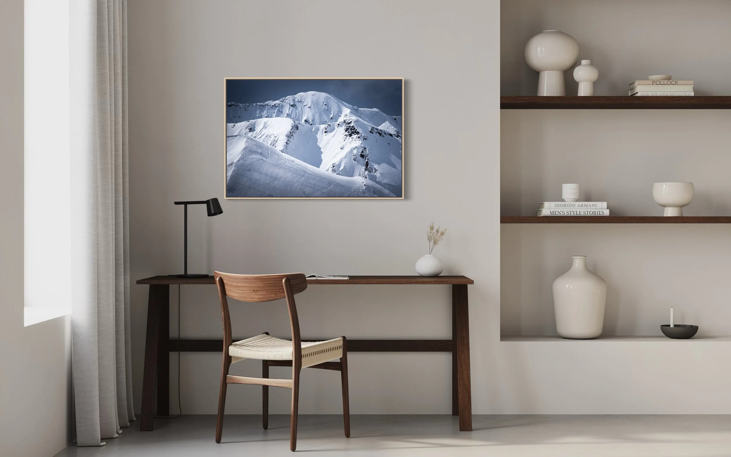 24x36” HD dye infused metal print with maple wood float frame
