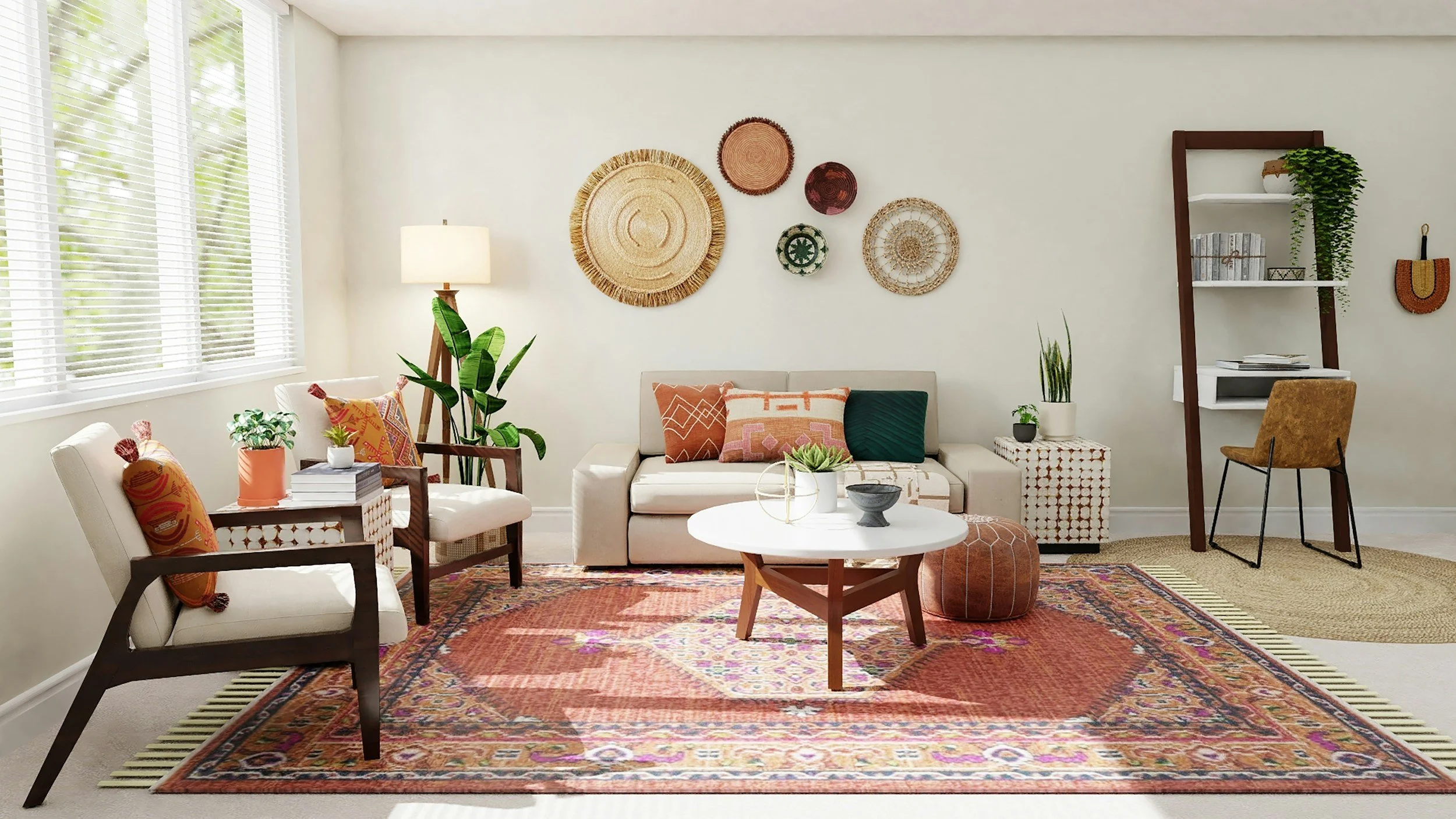 A beautifully organized small living space with stylish storage and clean surfaces, representing professional home organizing tips from Home to Home Services in Richmond, VA