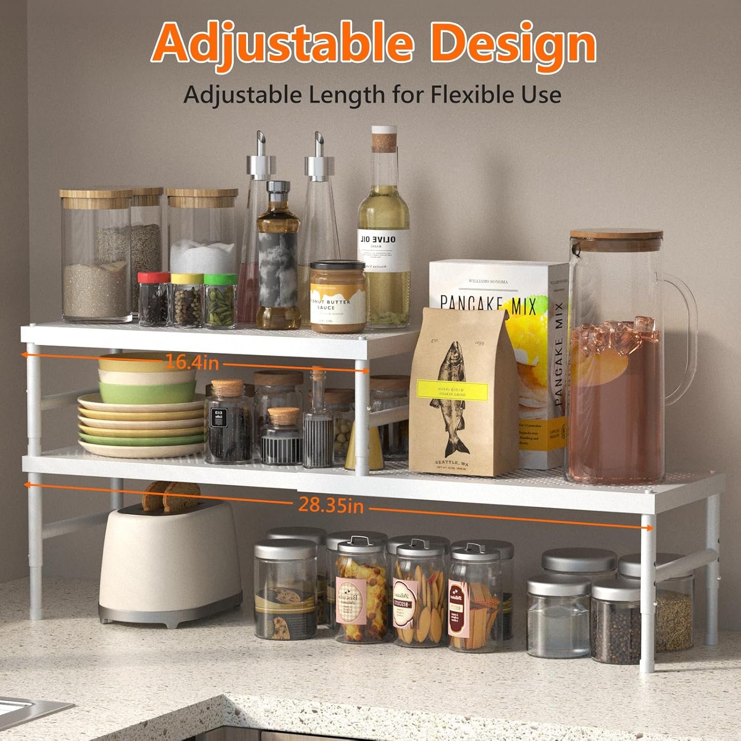 Adjustable cabinet shelf risers