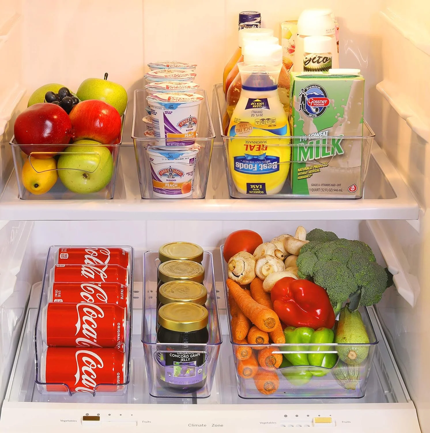 Clear refrigerator bins