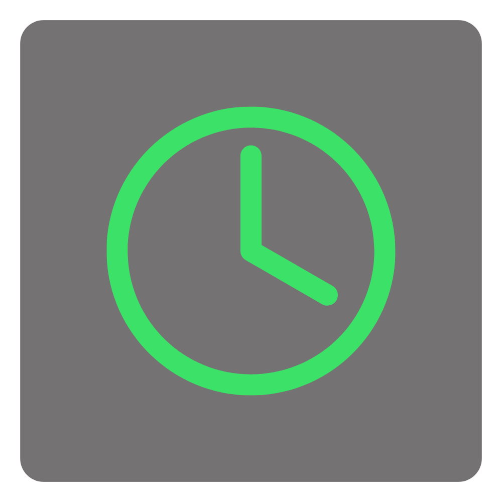A digital clock showing the time as 3:00, with a green outline on a gray background.